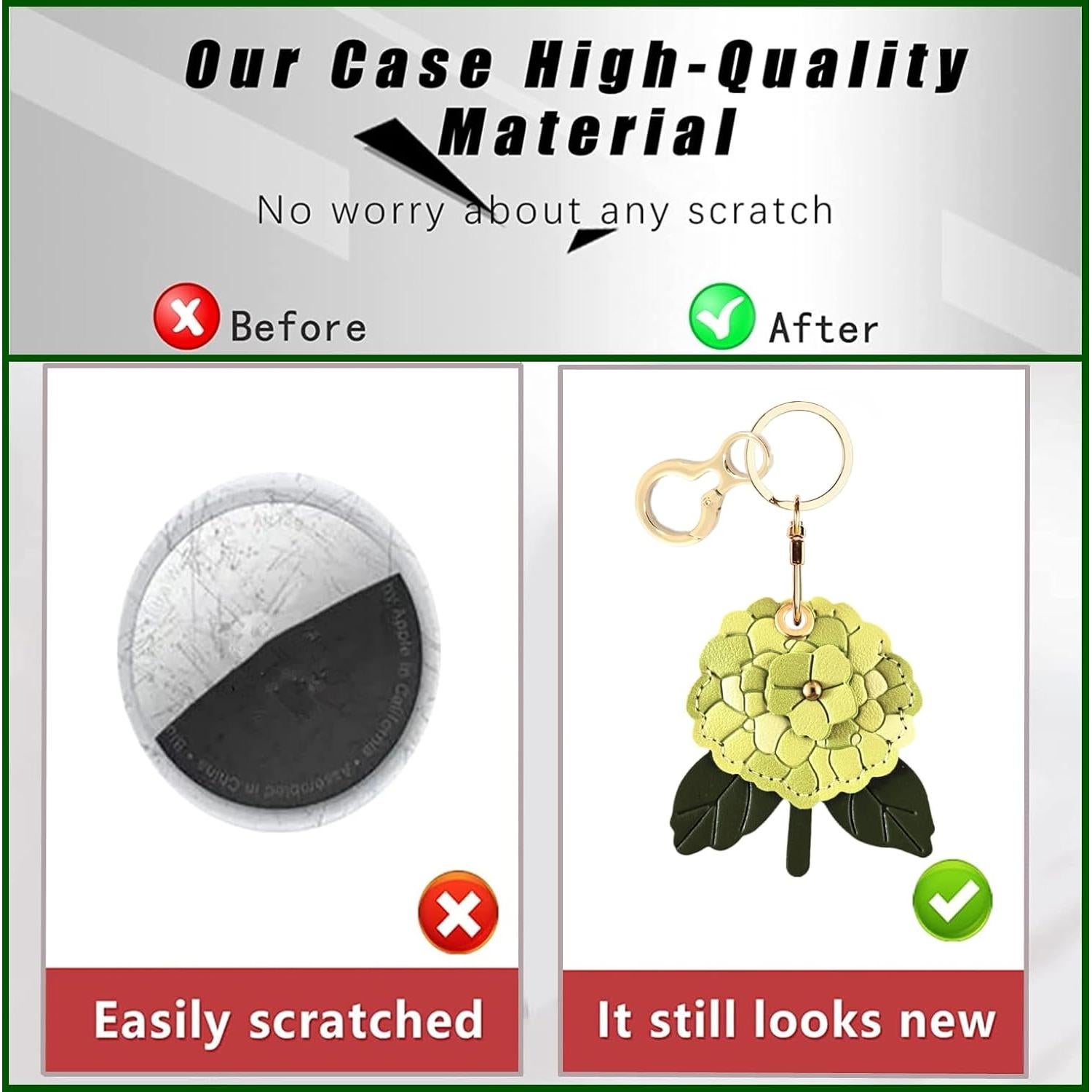 Funda de cuero PU para AirTag BORKUANA - Color Hortensia A