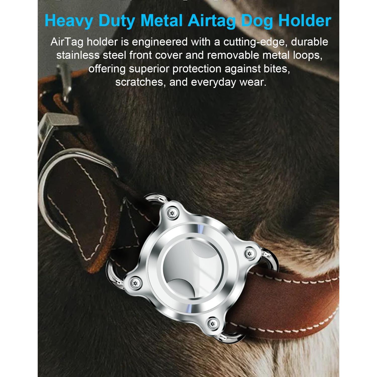 Soporte para Collar de Perro Airtag Palamede Plata L 3cm