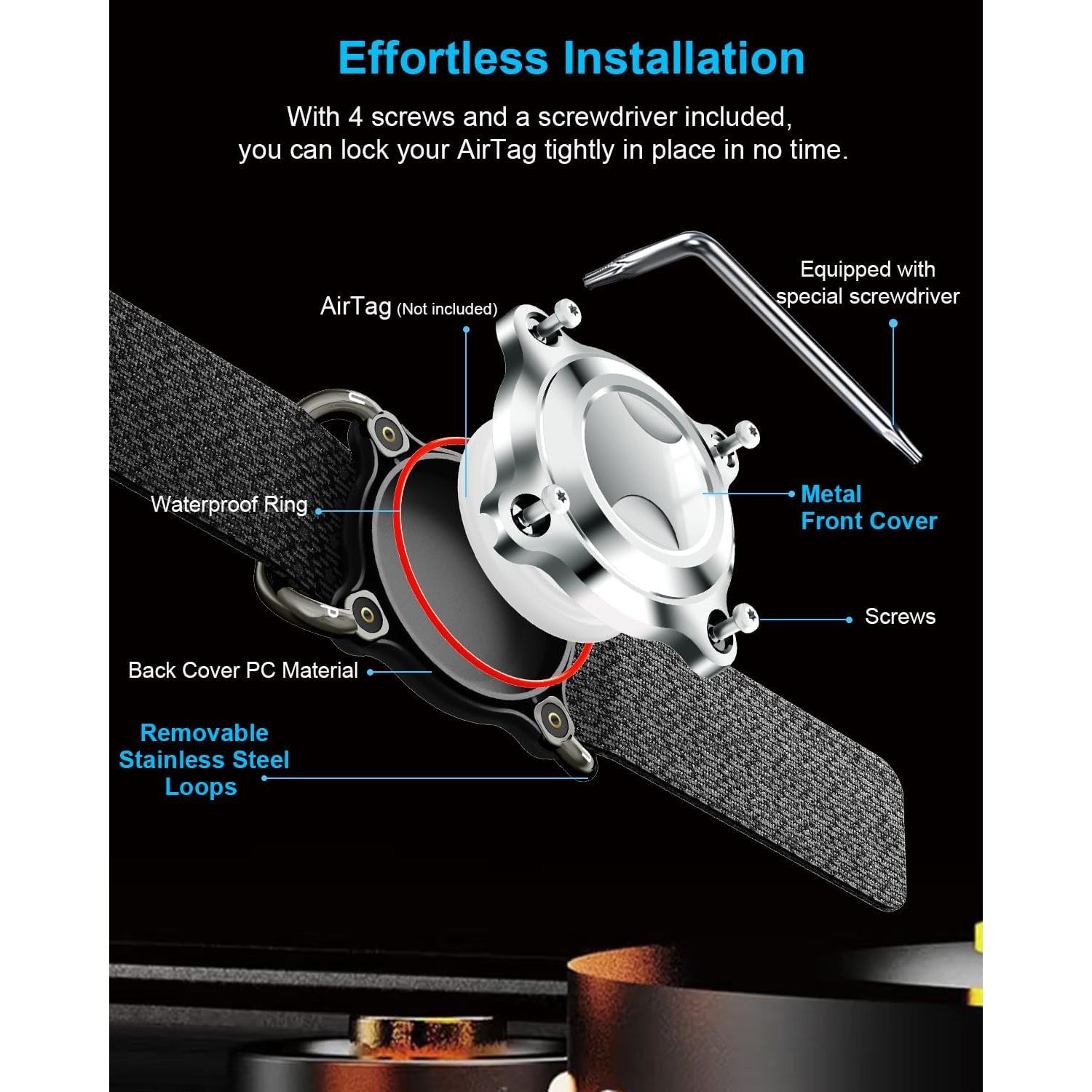 Soporte para Collar de Perro Airtag Palamede Plata L 3cm