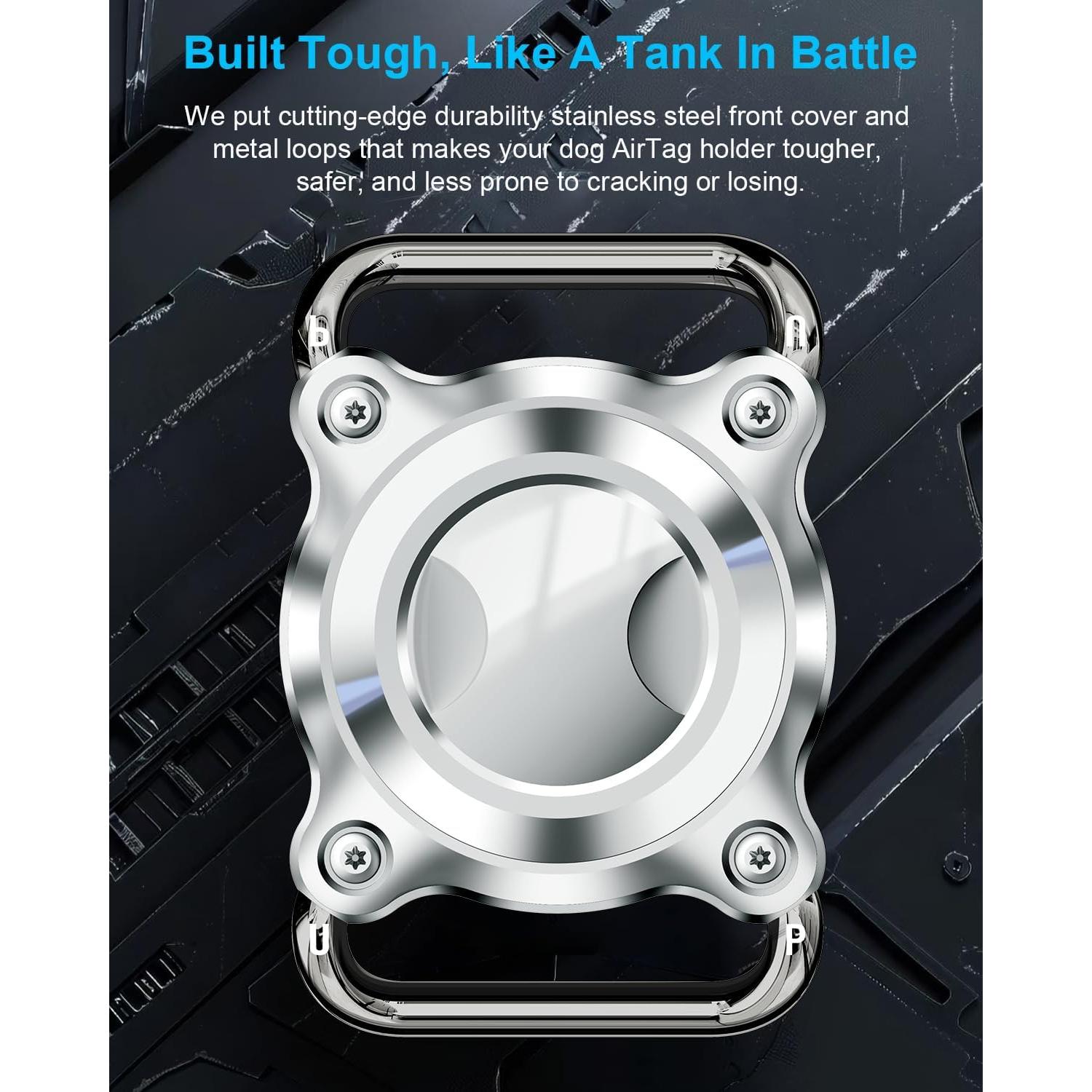 Soporte para Collar de Perro Airtag Palamede Plata L 3cm