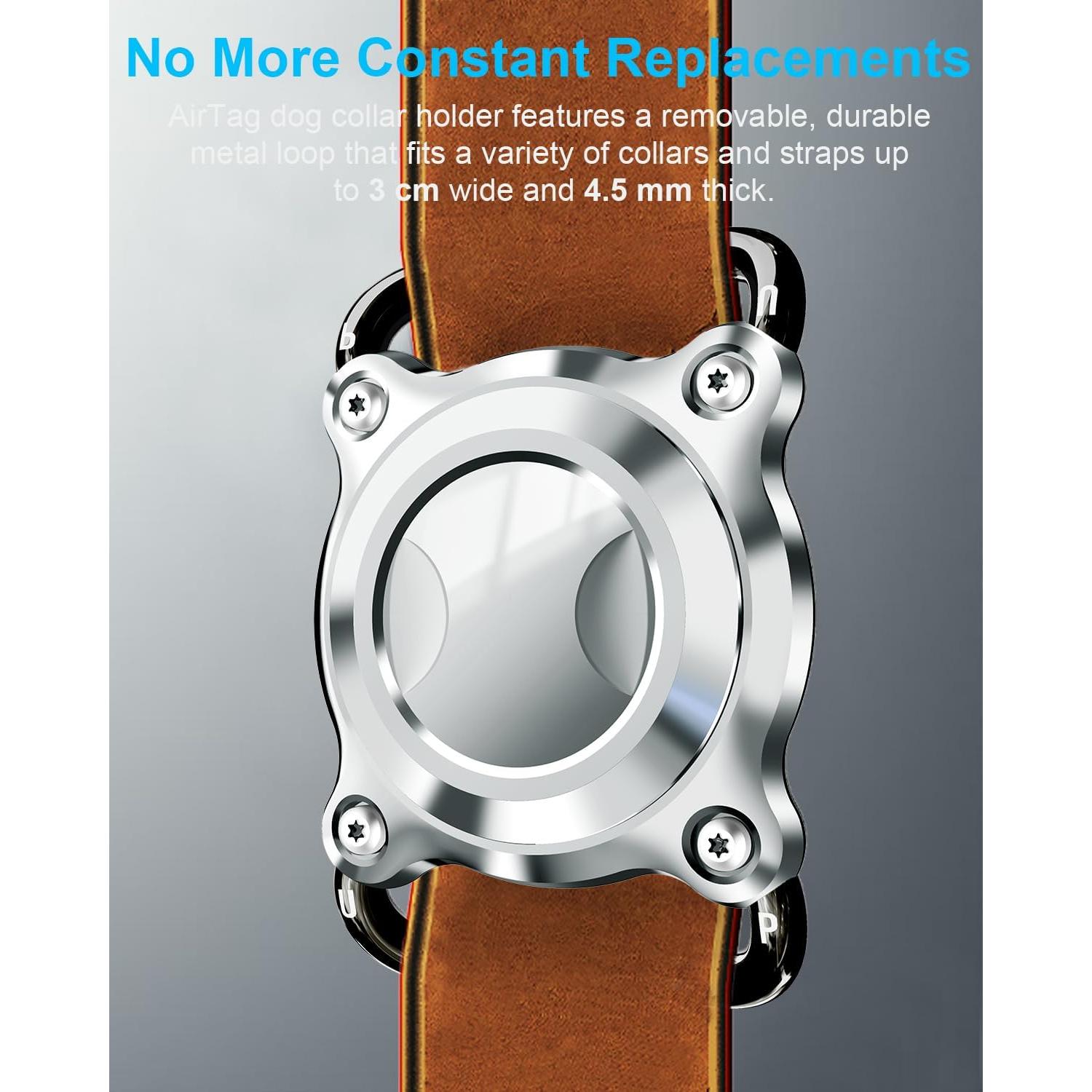 Soporte para Collar de Perro Airtag Palamede Plata L 3cm