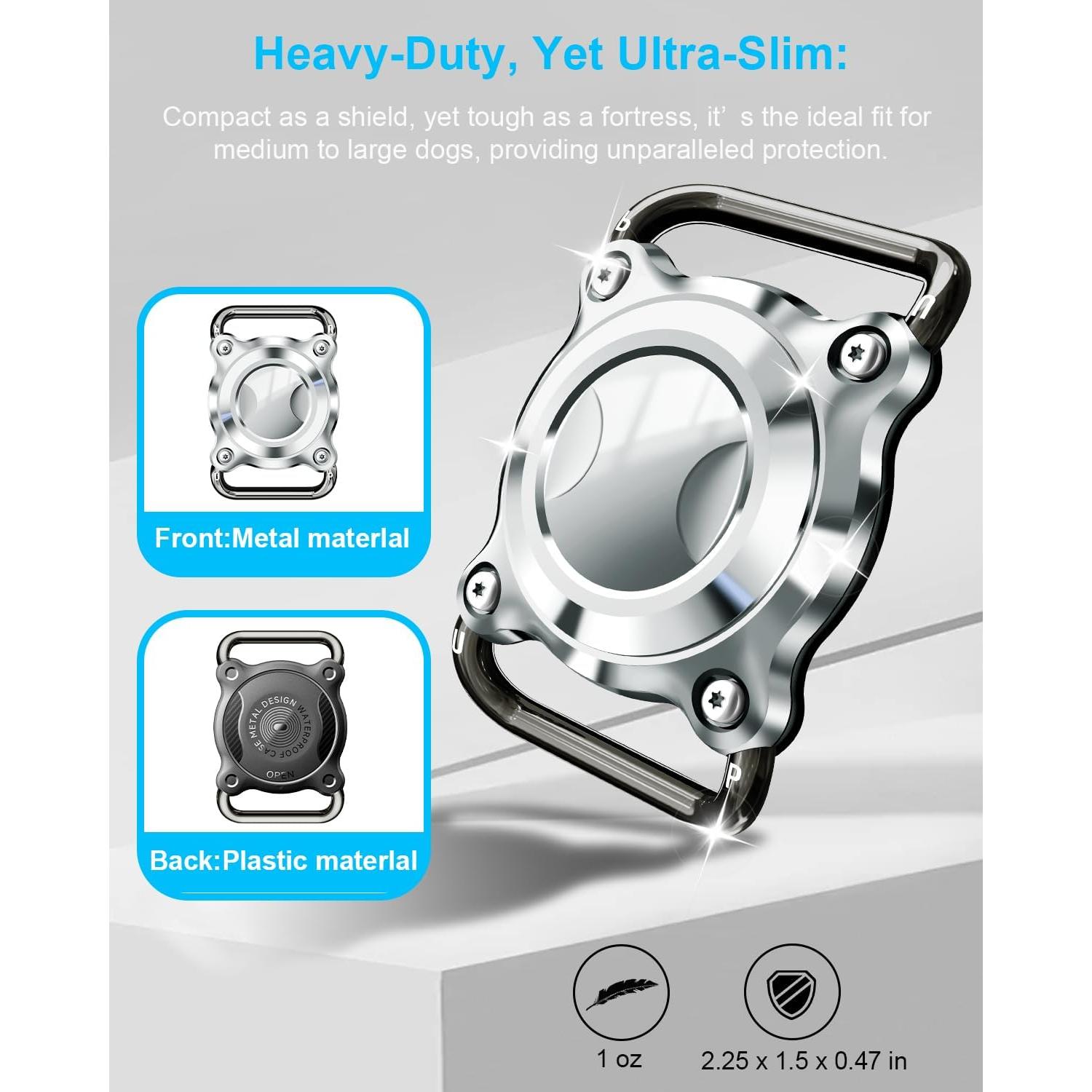 Soporte para Collar de Perro Airtag Palamede Plata L 3cm