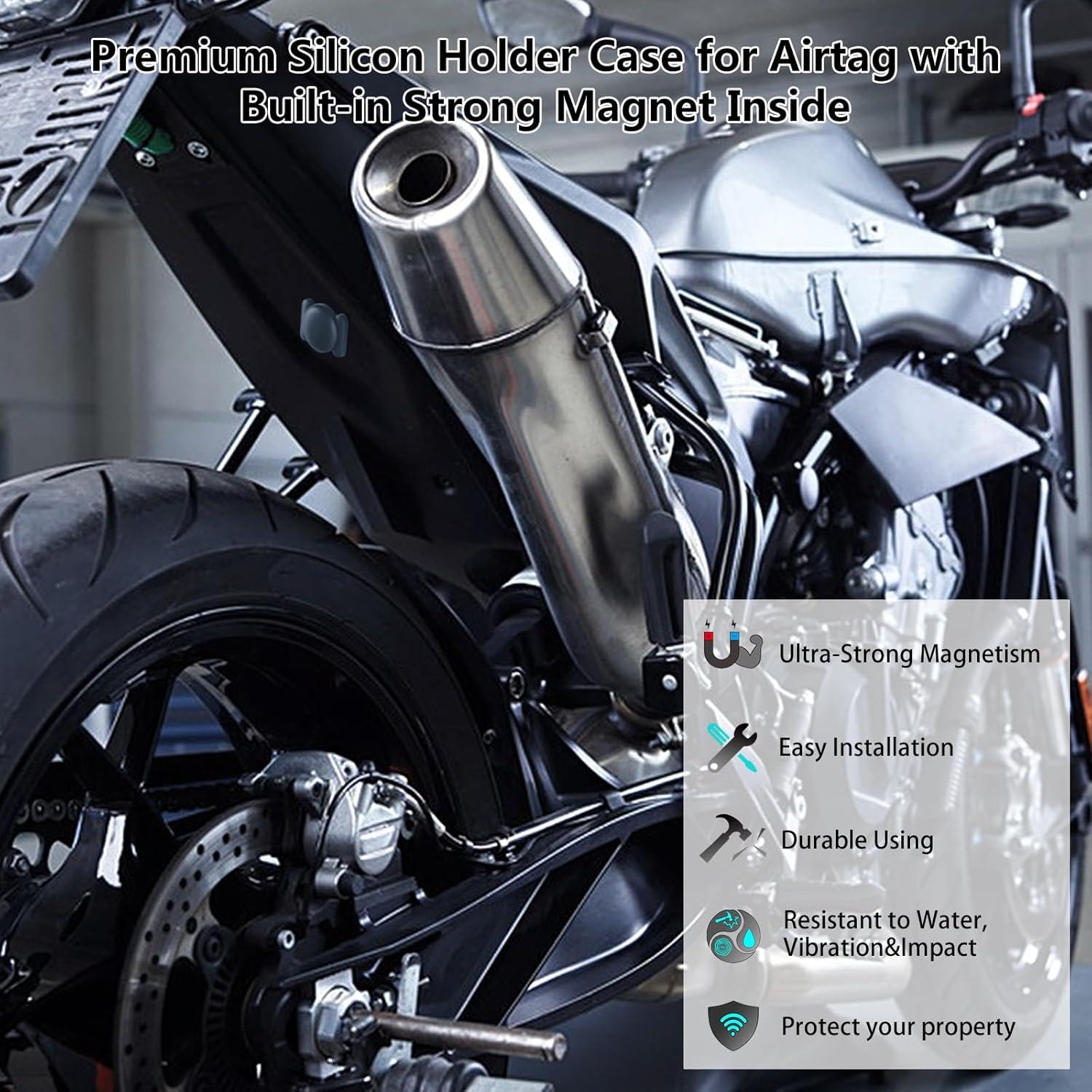 Funda Magnética Frylaa para Airtag - 2 Piezas Silicona Negra y Azul