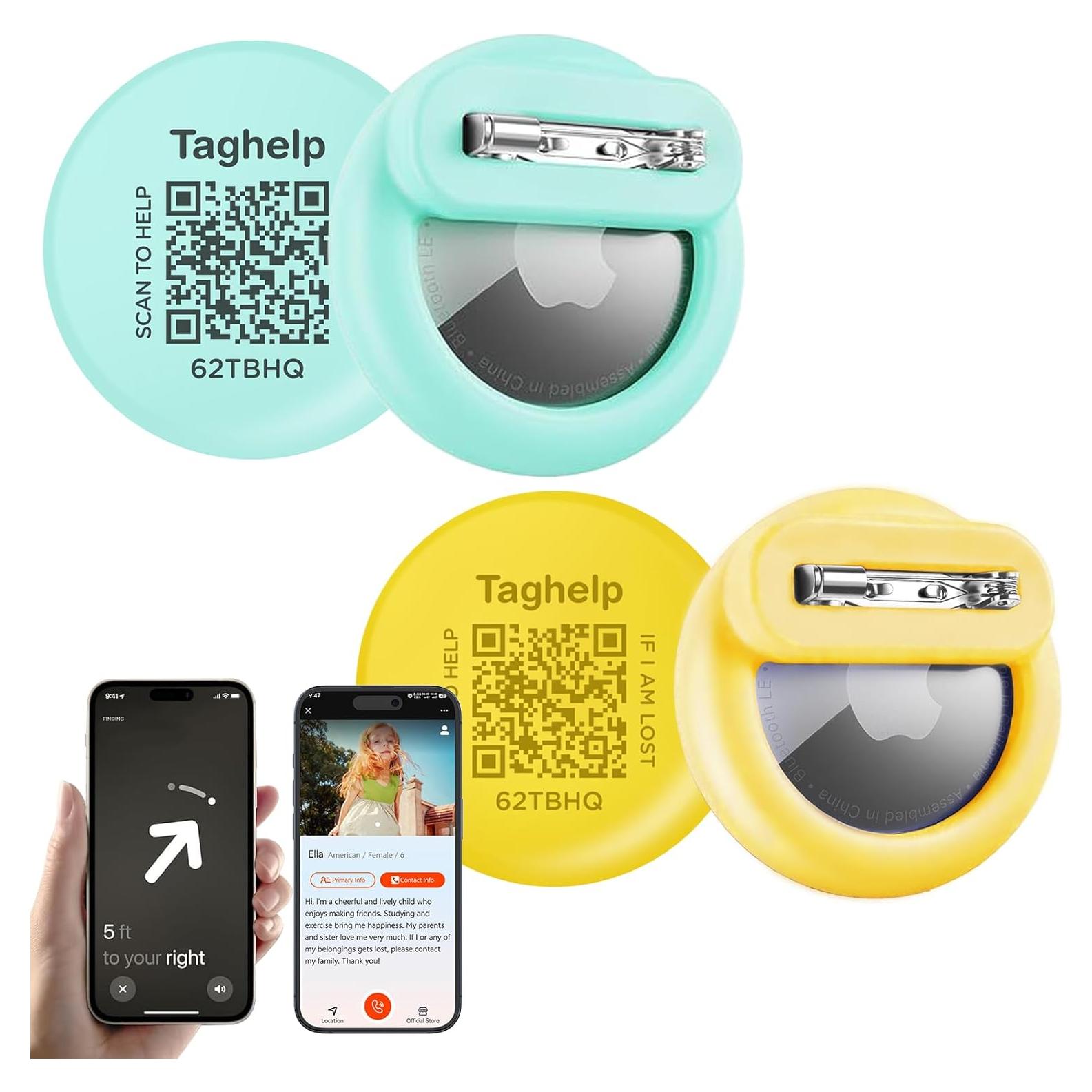 Soporte para AirTag Taghelp - Funda Silicona Verde y Amarillo