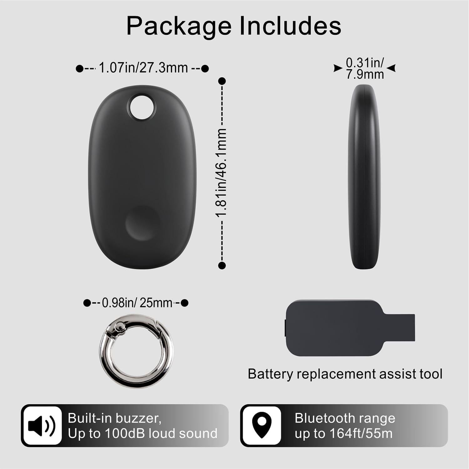 Rastreador GPS Bluetooth Bestray Negro IPX7 para Llaves y Equipaje