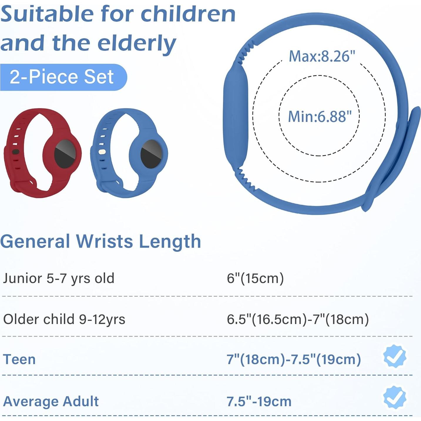 Banda Airtag para Niños ZMHAZHM - 2 Paquete Ajustable Silicona