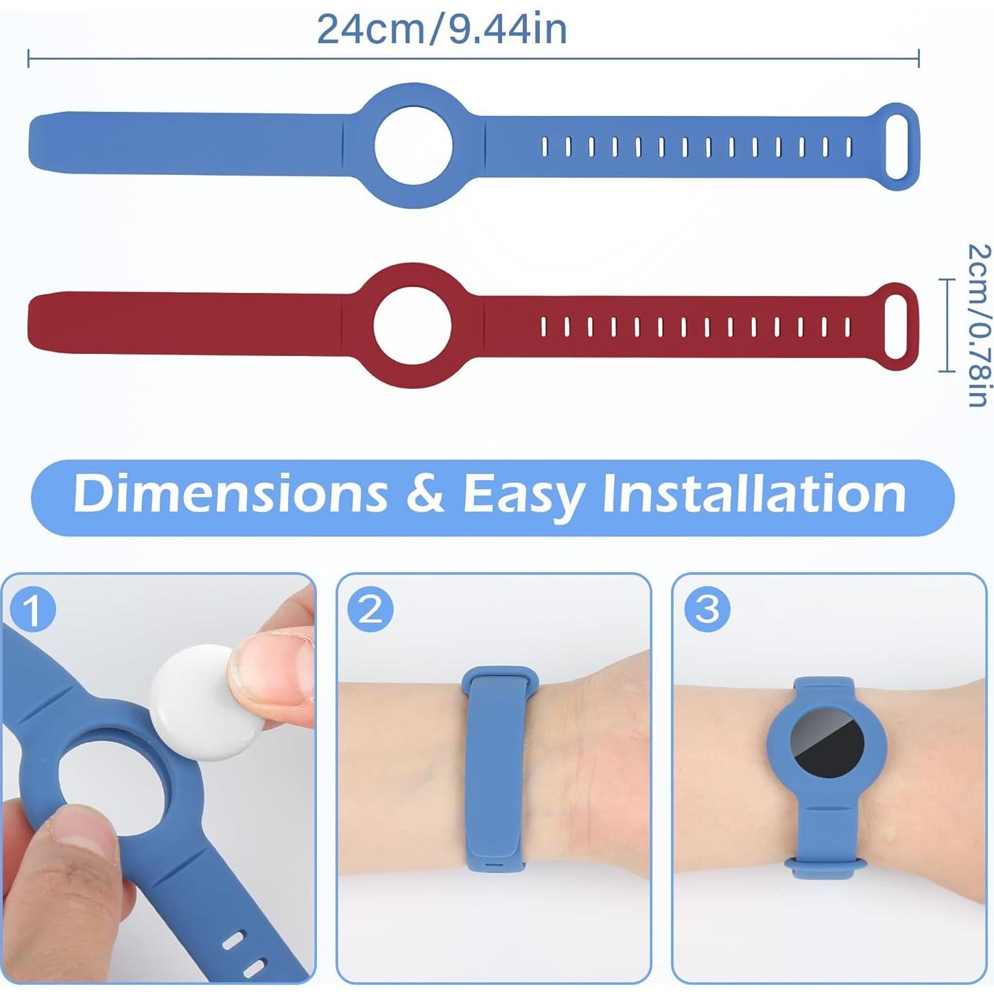 Banda Airtag para Niños ZMHAZHM - 2 Paquete Ajustable Silicona