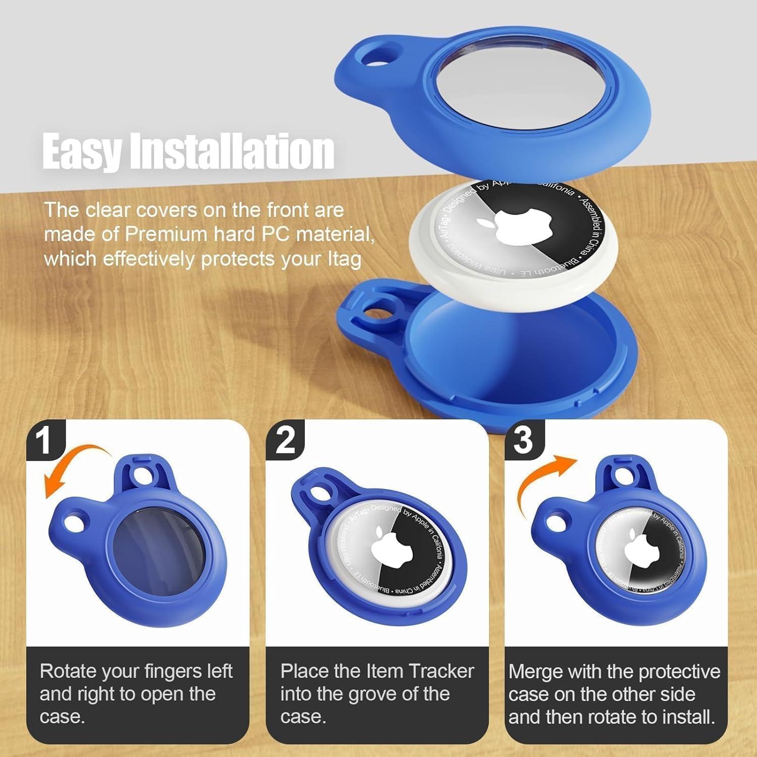 4 Fundas Protectores Impermeables para AirTag Criyar - Negro/Azul/Rosa/Rojo