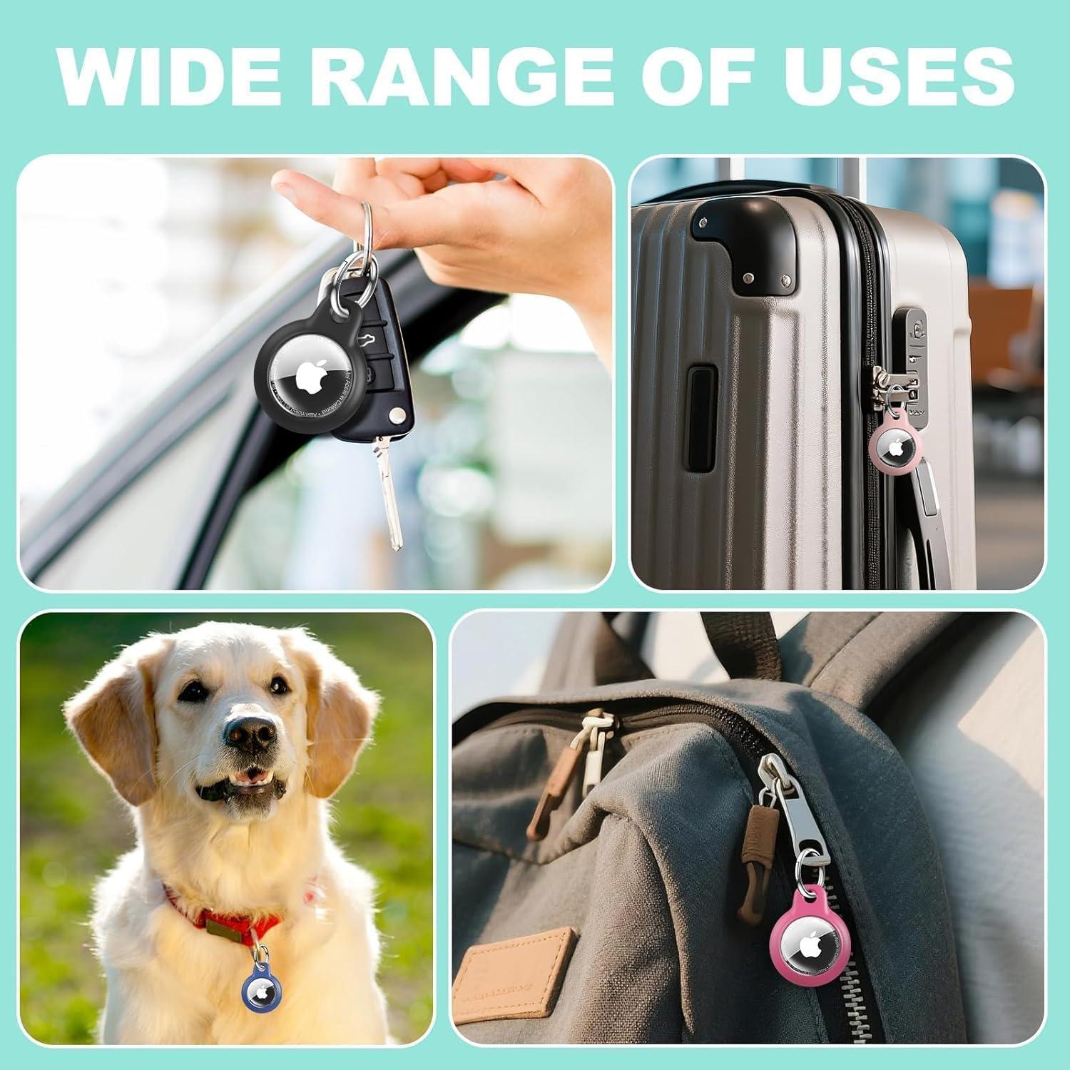 4 Fundas Protectores Impermeables para AirTag Criyar - Negro/Azul/Rosa/Rojo