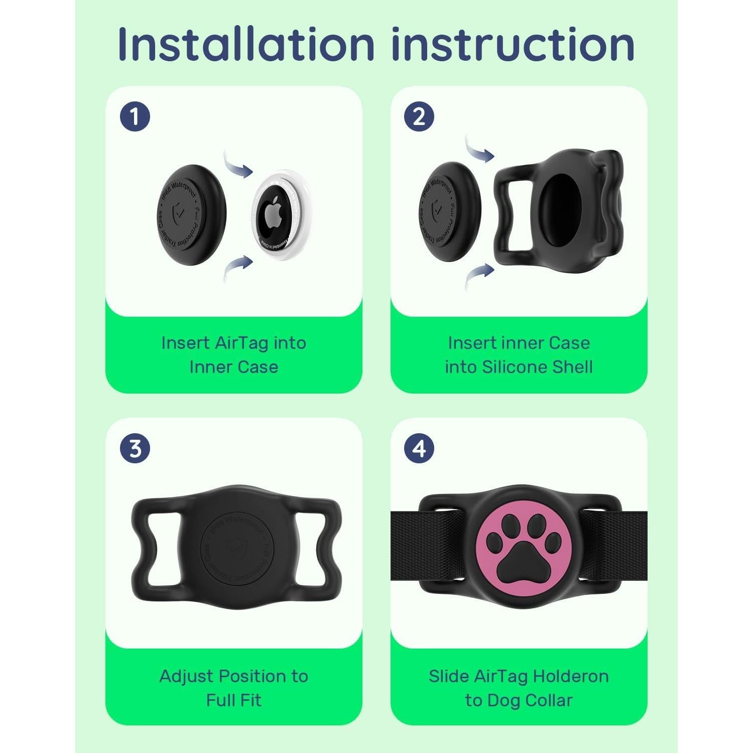 Soporte de Silicona para AirTag de Perro WhoseID Impermeable