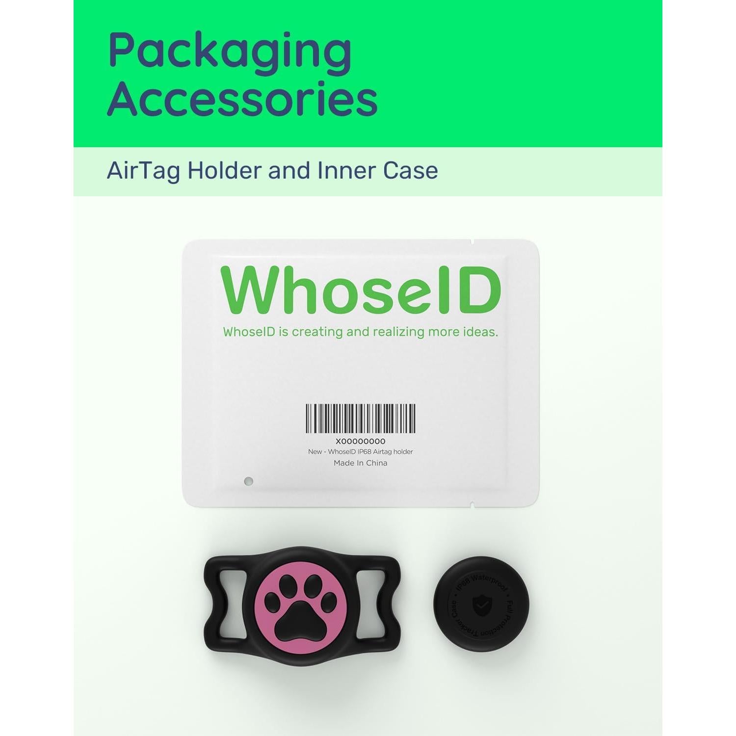 Soporte de Silicona para AirTag de Perro WhoseID Impermeable