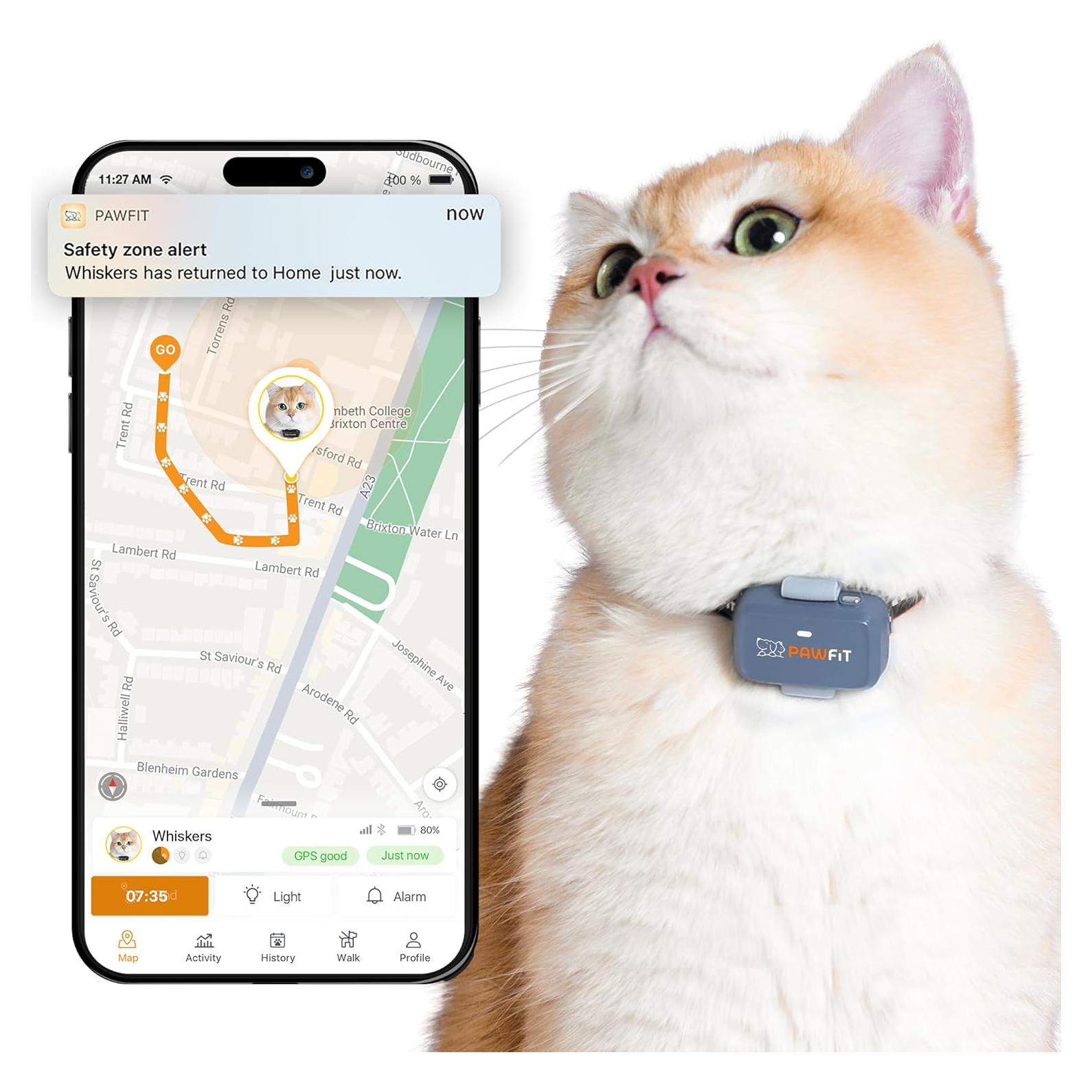Rastreador GPS para Gatos Pawfit Lite | Seguimiento 4G | Gris