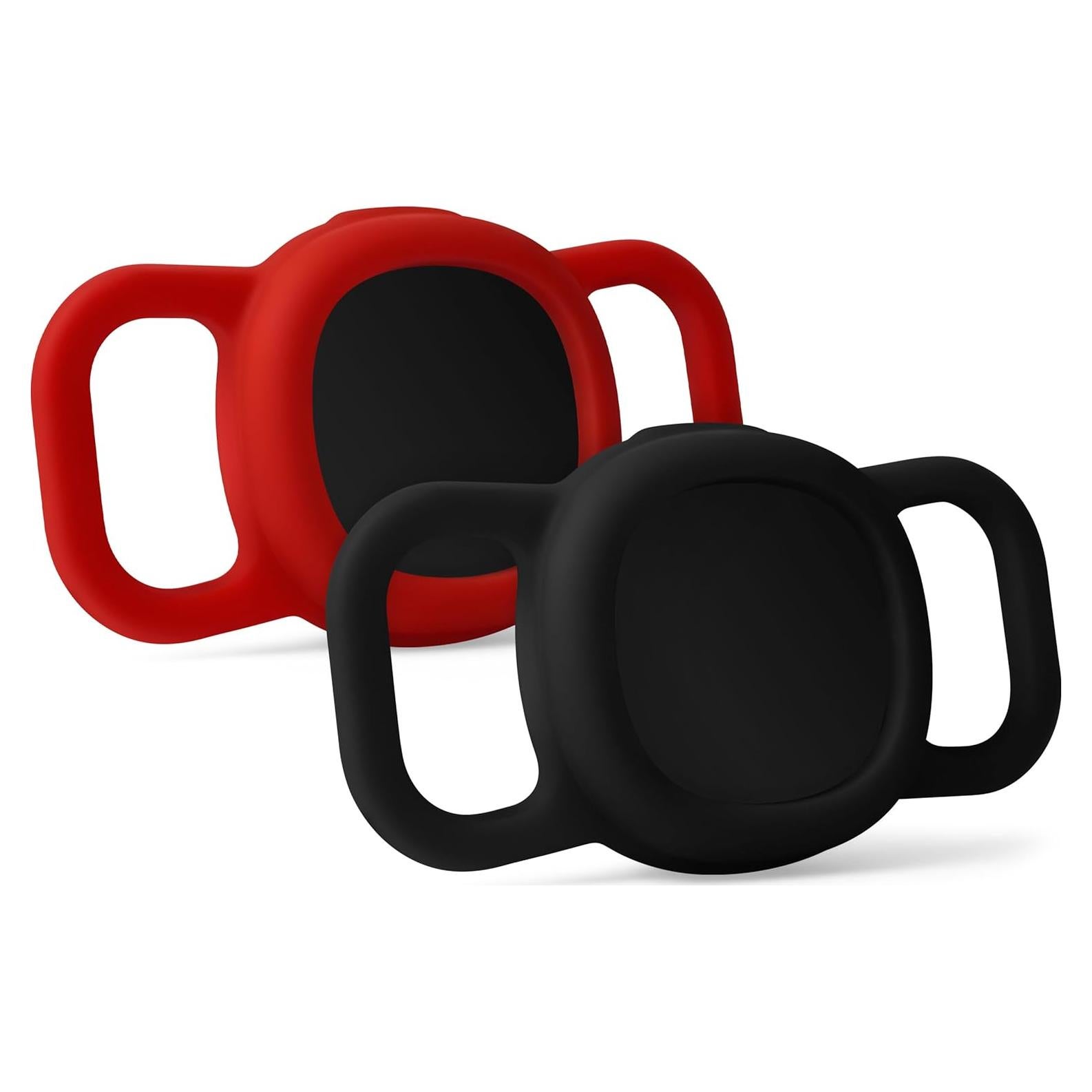Geiomoo Silicone Case for Tile Sticker (2024) Tracker, Finder Tag Protective Cover for Pet Collar (Black+Red)