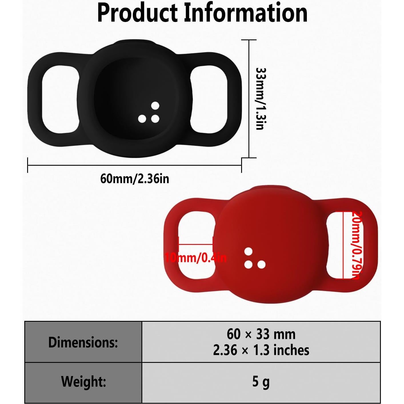 Geiomoo Silicone Case for Tile Sticker (2024) Tracker, Finder Tag Protective Cover for Pet Collar (Black+Red)