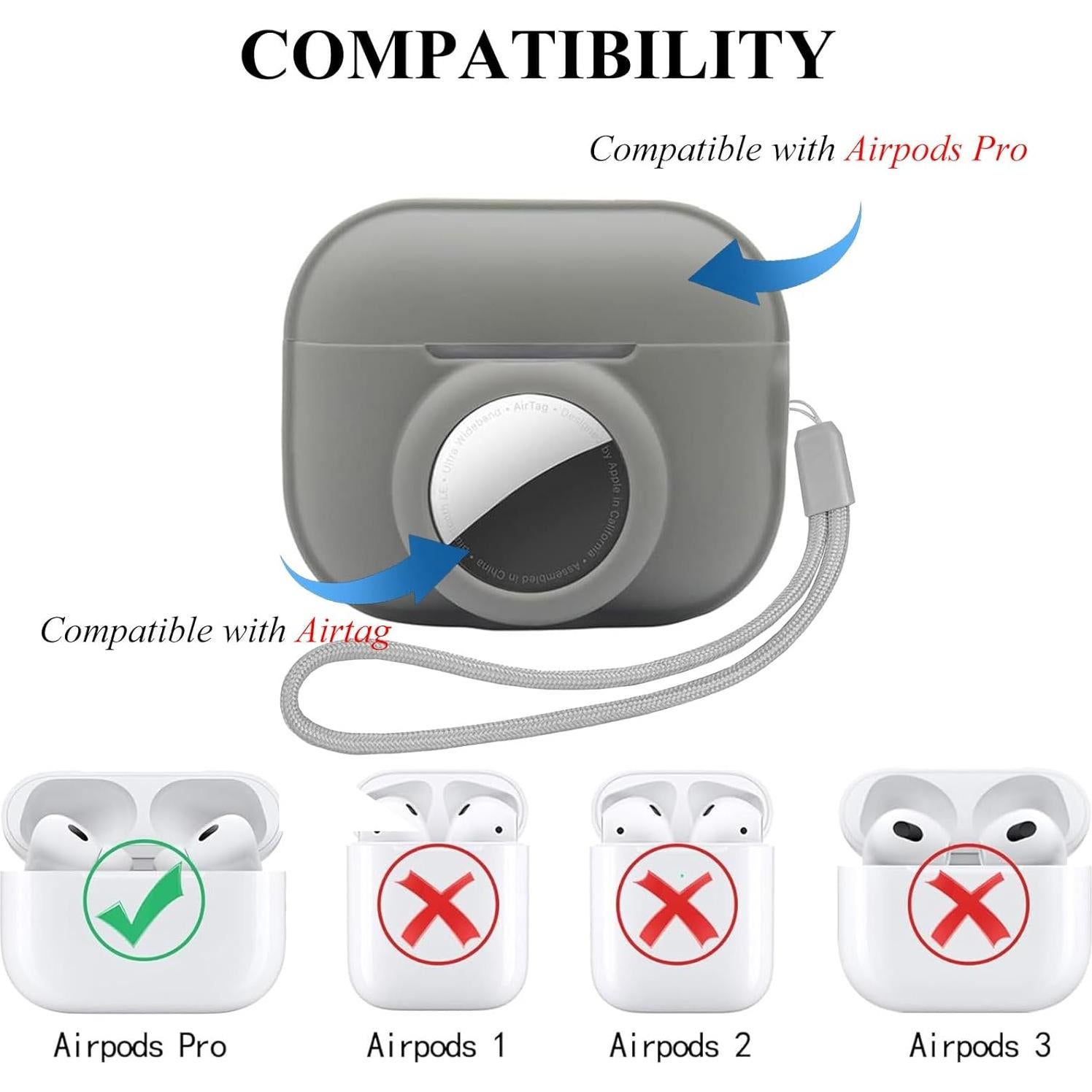 Funda Protectora 2 en 1 para AirPods Pro 2 Gen 2022 - Gris Plateado