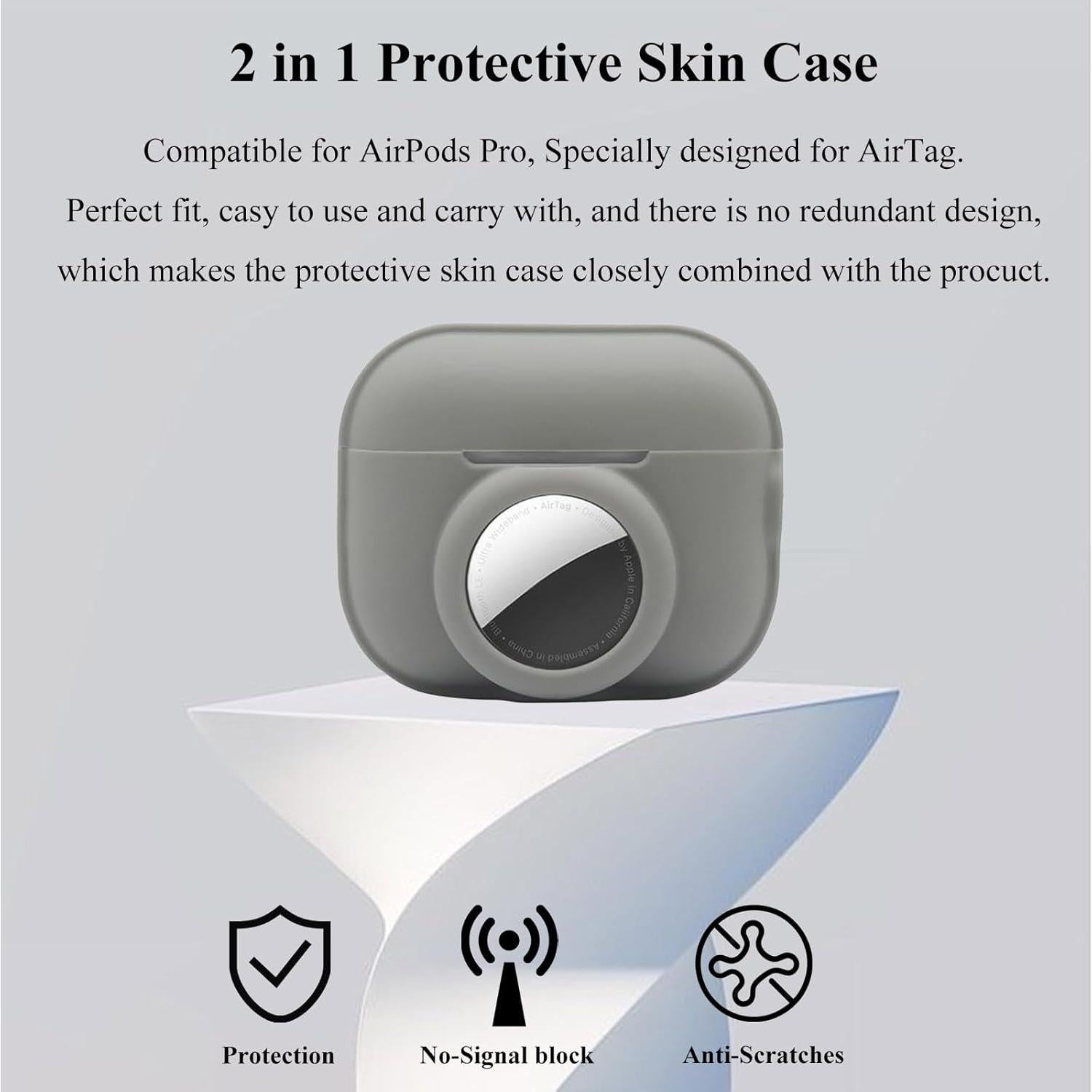 Funda Protectora 2 en 1 para AirPods Pro 2 Gen 2022 - Gris Plateado