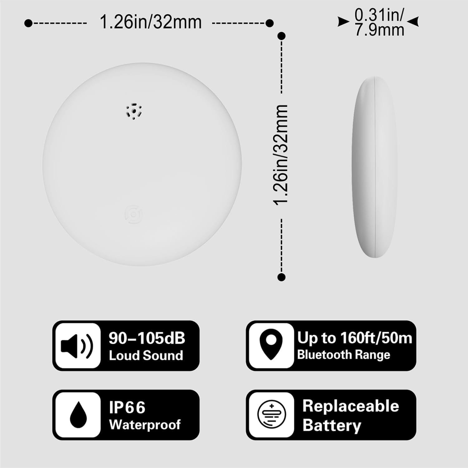 Rastreador GPS Reyke Bluetooth IP66 para Android - Etiqueta Inteligente