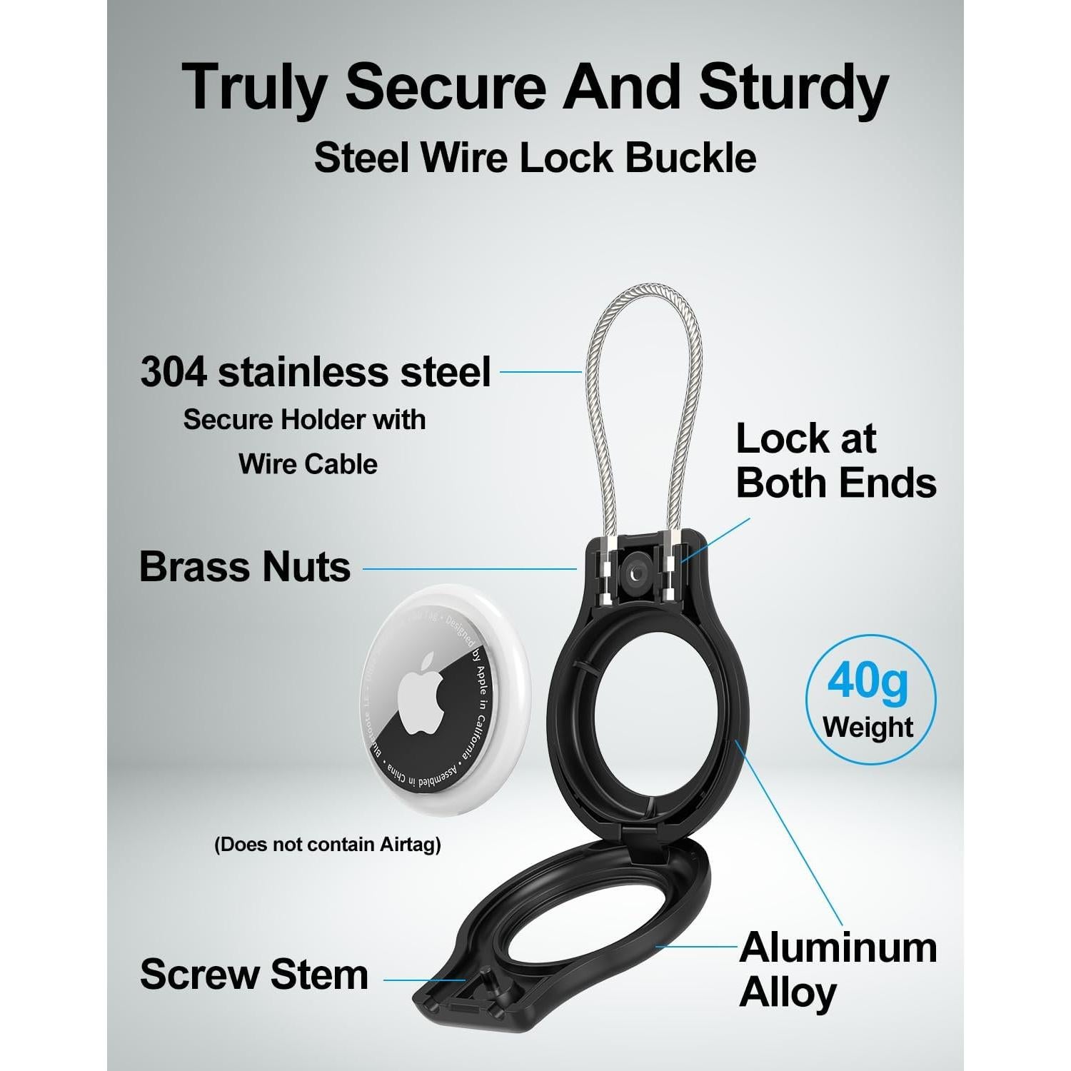 Soporte de Metal para AirTag SCALLOP - Funda Resistente Negro