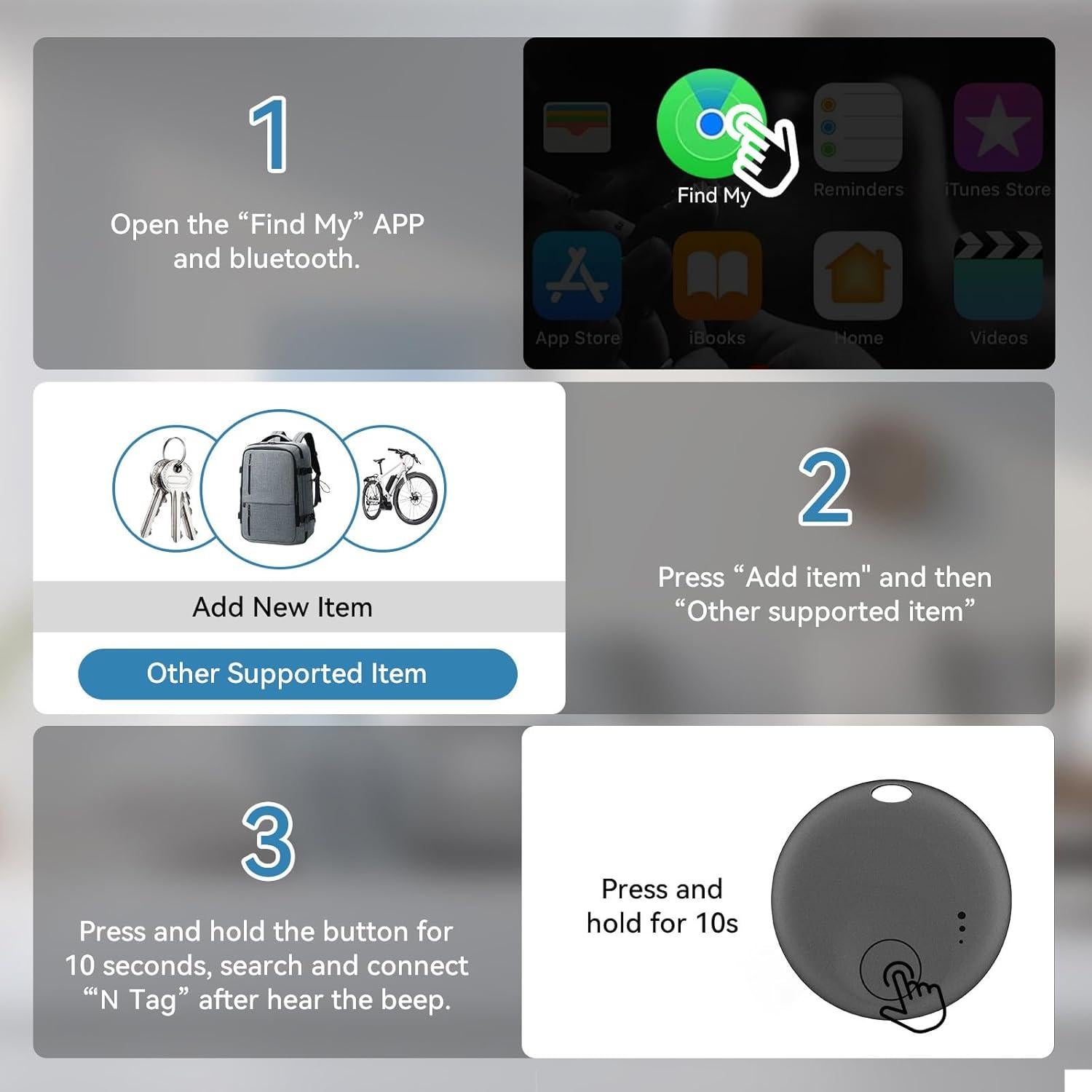 Rastreador Bluetooth Inteligente GLOBELEC 4-Pack Gris Gun