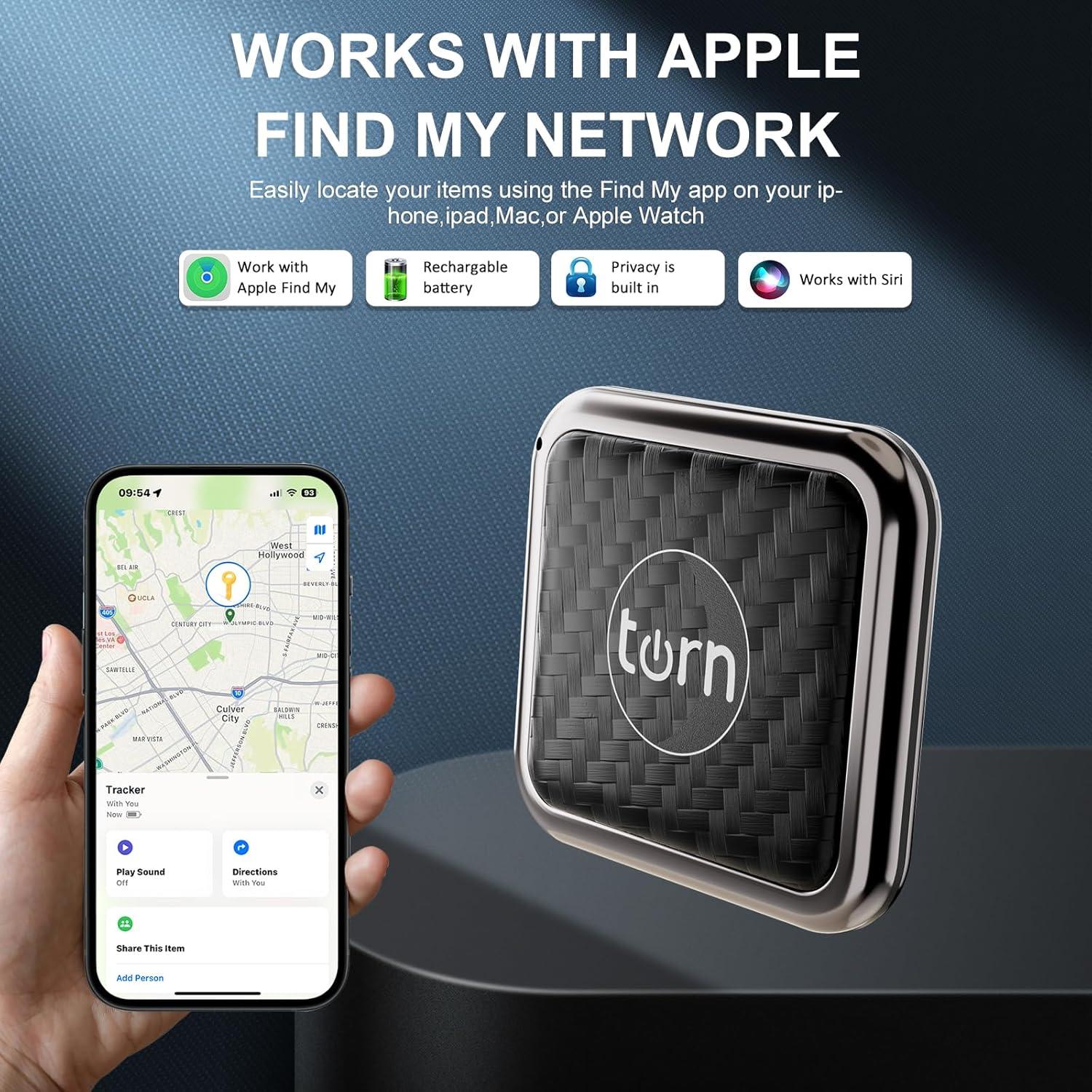 Rastreador GPS Smart LB Carbono para Apple Find My - 1 Paquete