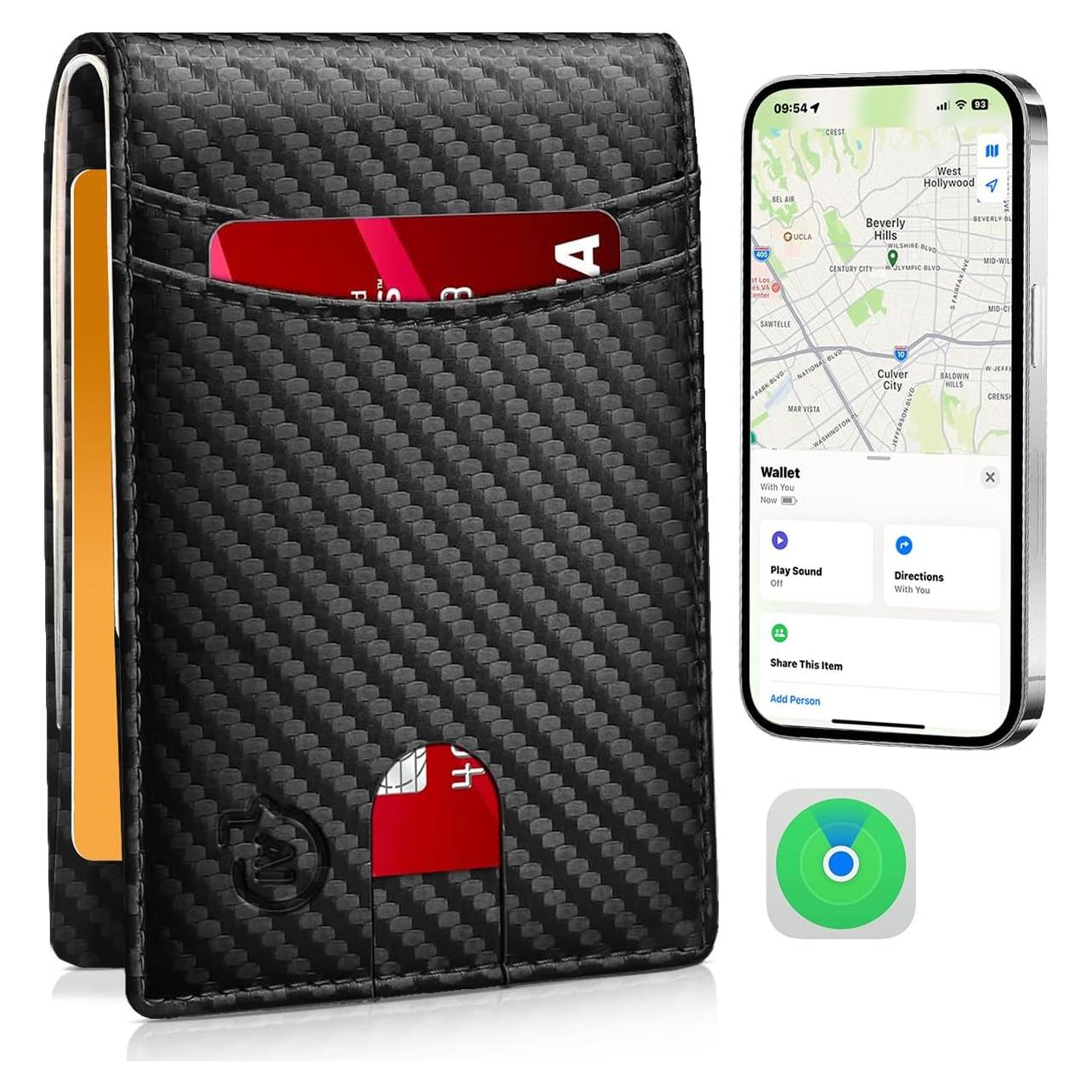 Billetera Inteligente con Rastreador Apple Find My - Negro Carbón