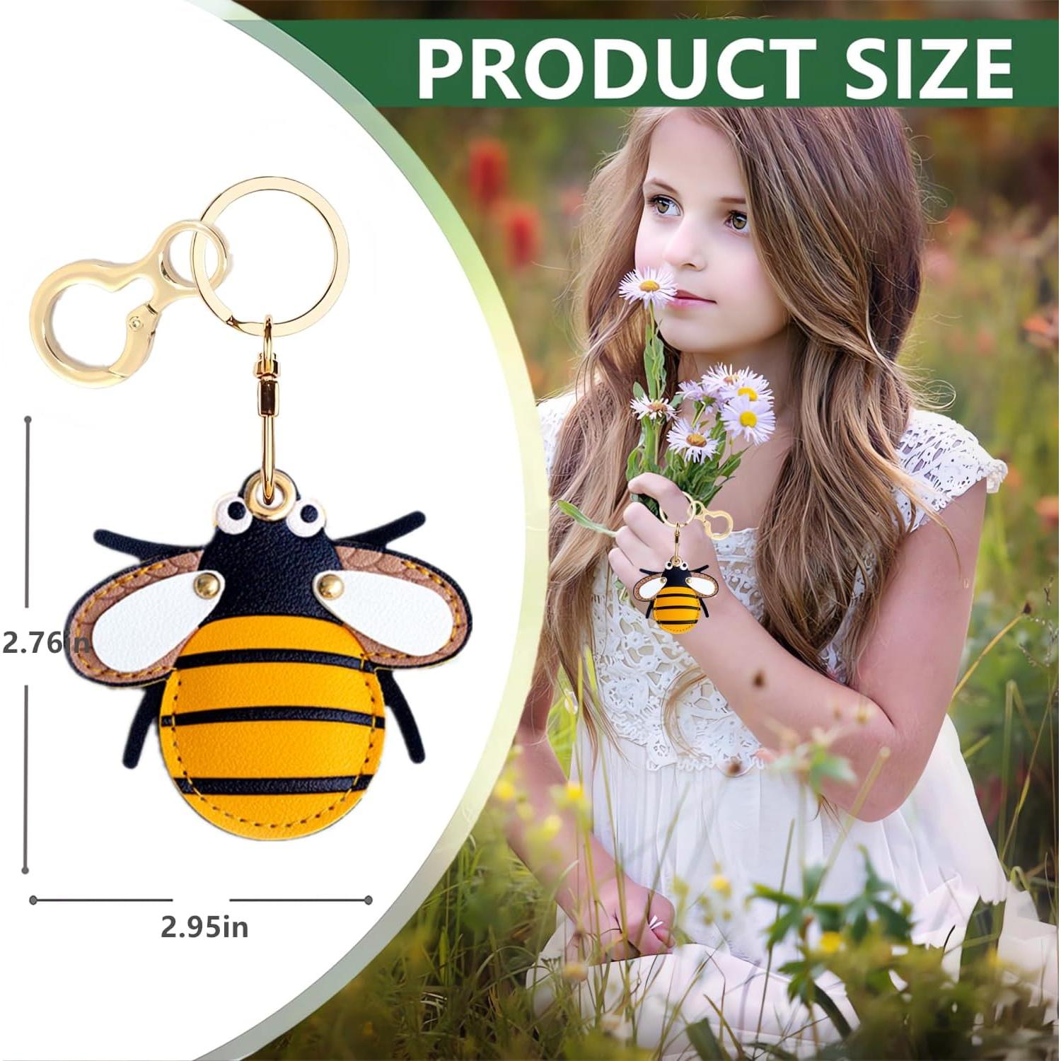 Funda de cuero PU para AirTag BORKUANA - Diseño Abeja