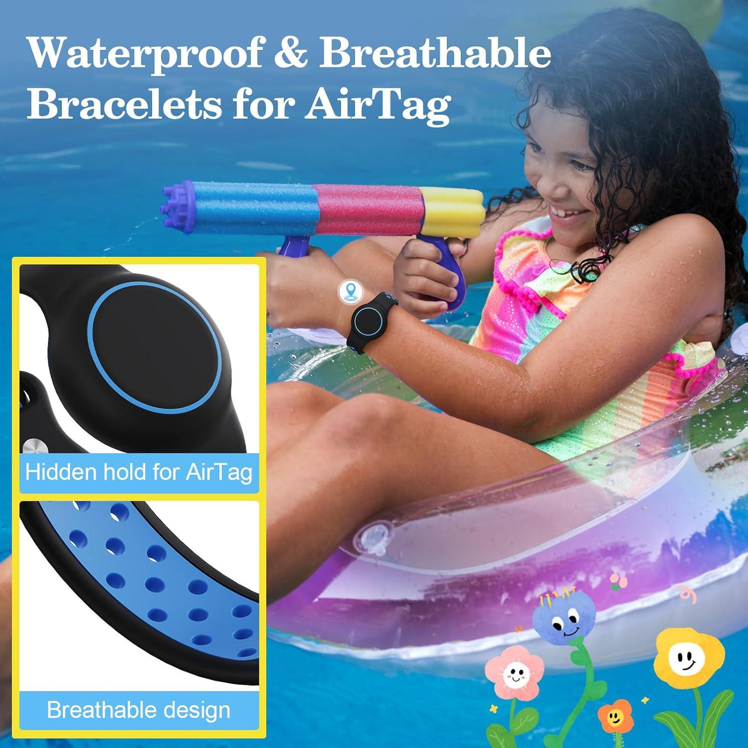 Pulsera Impermeable para AirTag Niños - Silicona Ajustable 2 Pcs