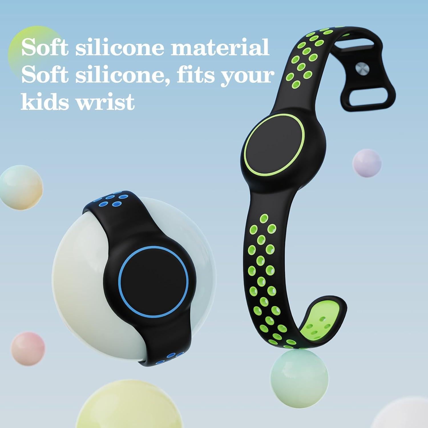 Pulsera Impermeable para AirTag Niños - Silicona Ajustable 2 Pcs