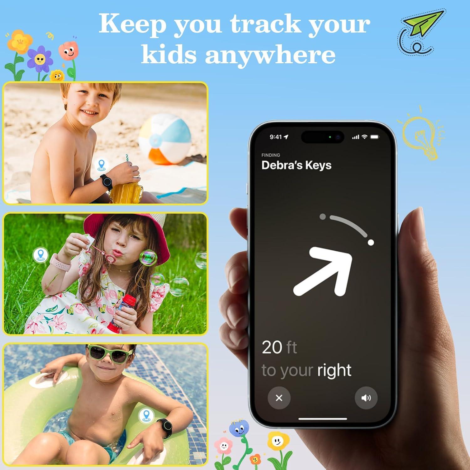 Pulsera Impermeable para AirTag Niños - Silicona Ajustable 2 Pcs