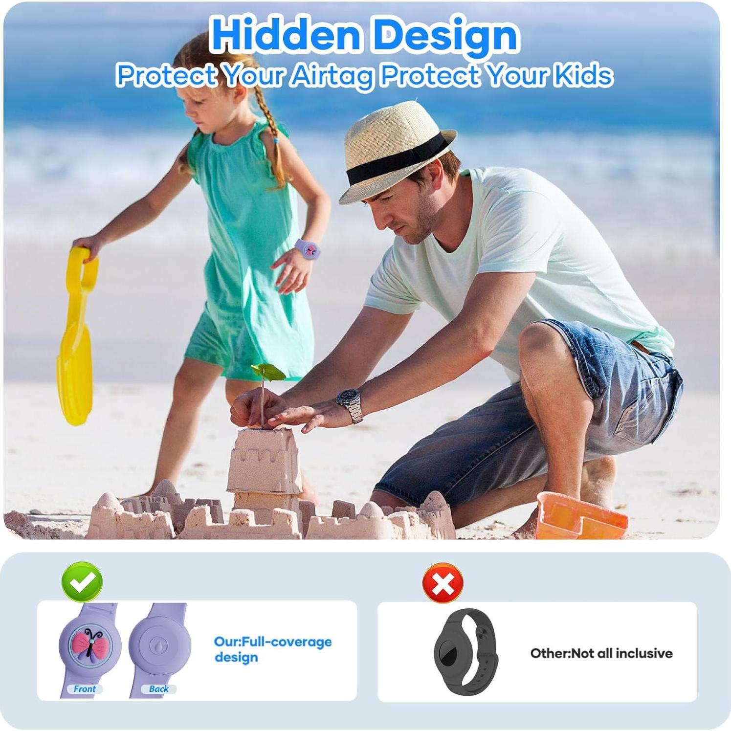 Pulsera impermeable para AirTag niños HLHGR - 4 bandas dibujos