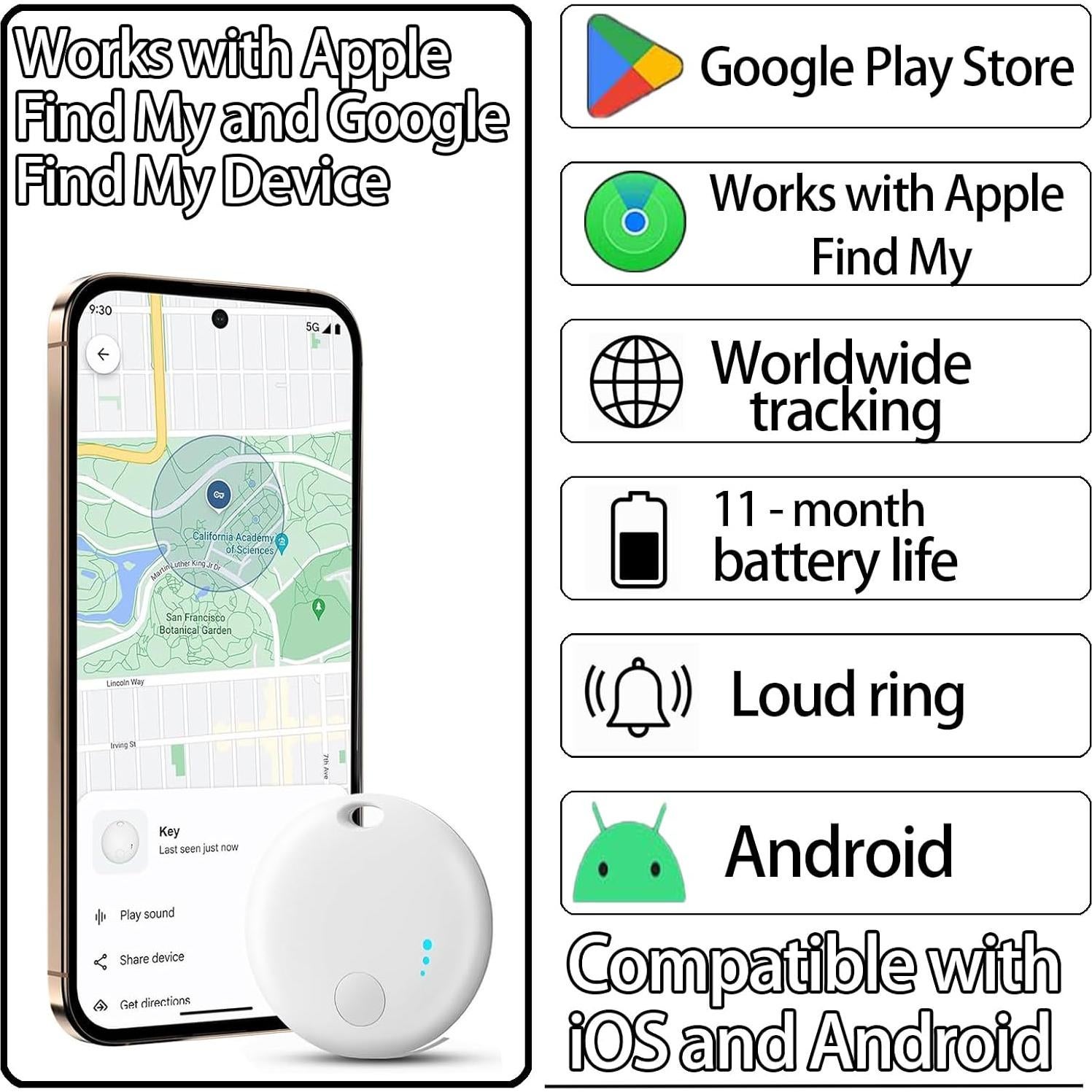 Mini Rastreador Bluetooth Spedal 4 Pack, Localizador Llaves iOS/Android