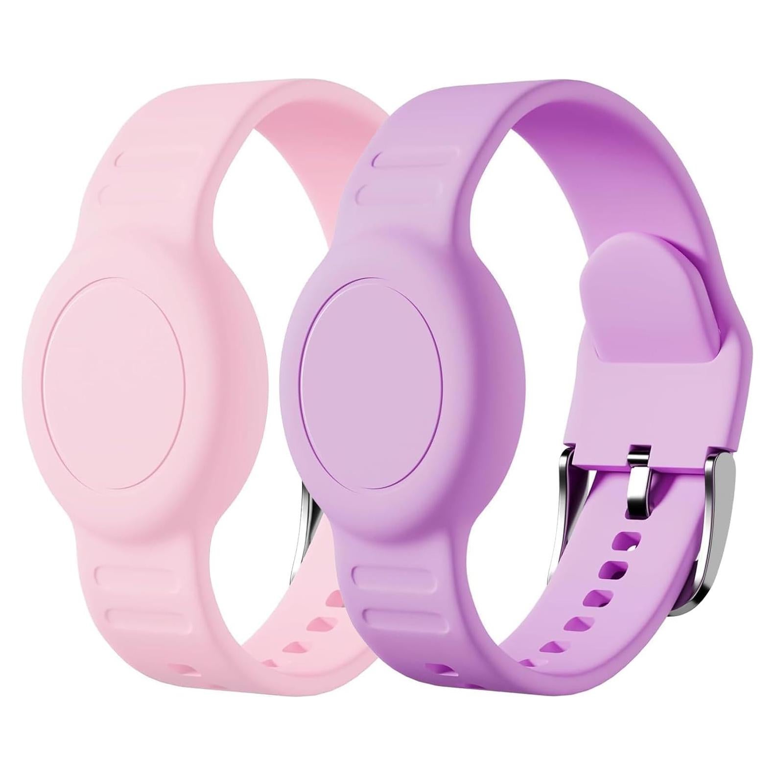 Pulsera para AirTag Foweroty Niños Rosa/Púrpura Impermeable