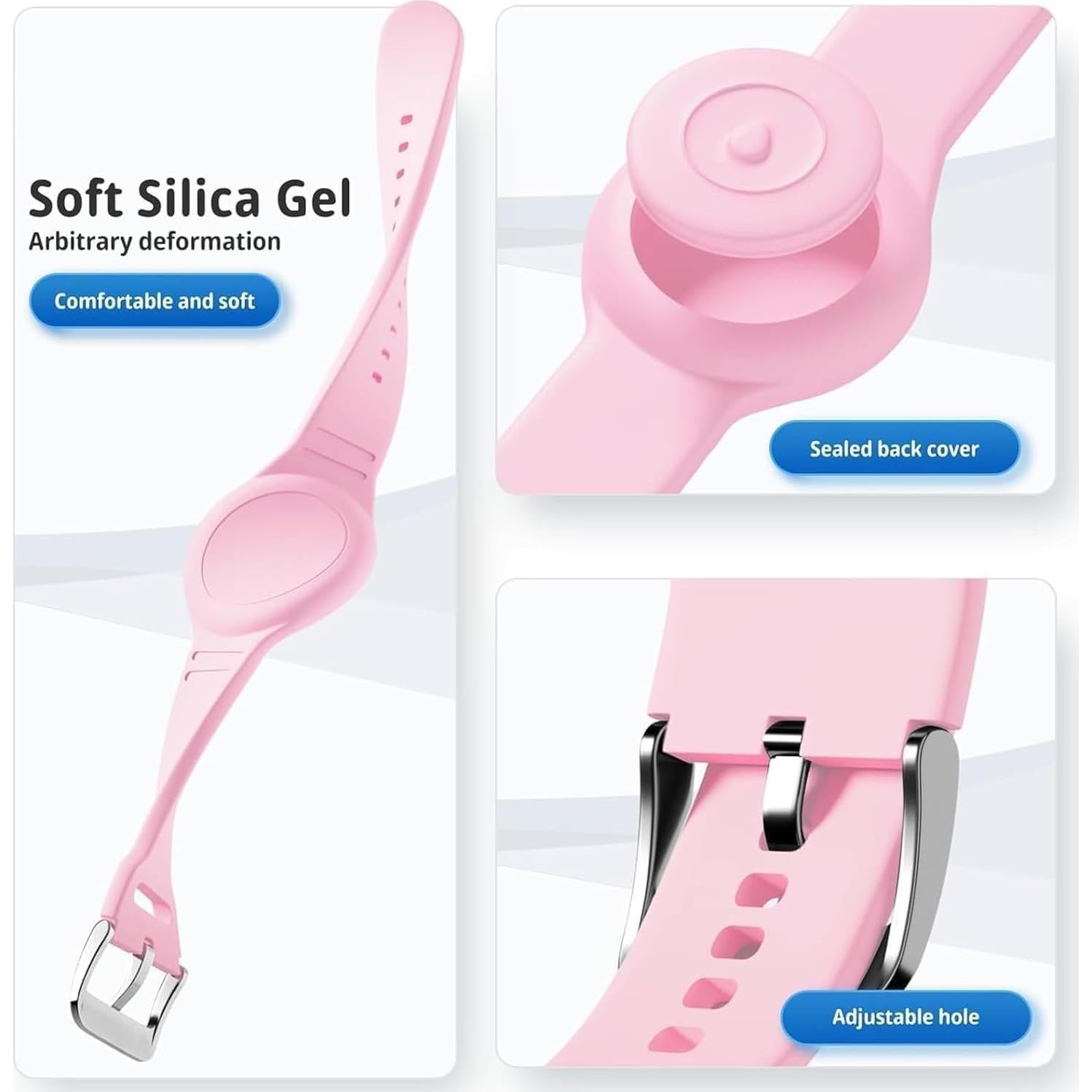 Pulsera para AirTag Foweroty Niños Rosa/Púrpura Impermeable