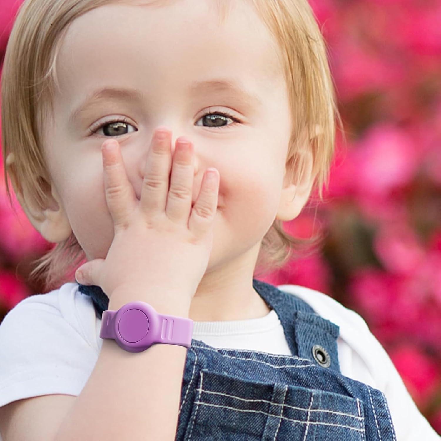 Pulsera para AirTag Foweroty Niños Rosa/Púrpura Impermeable