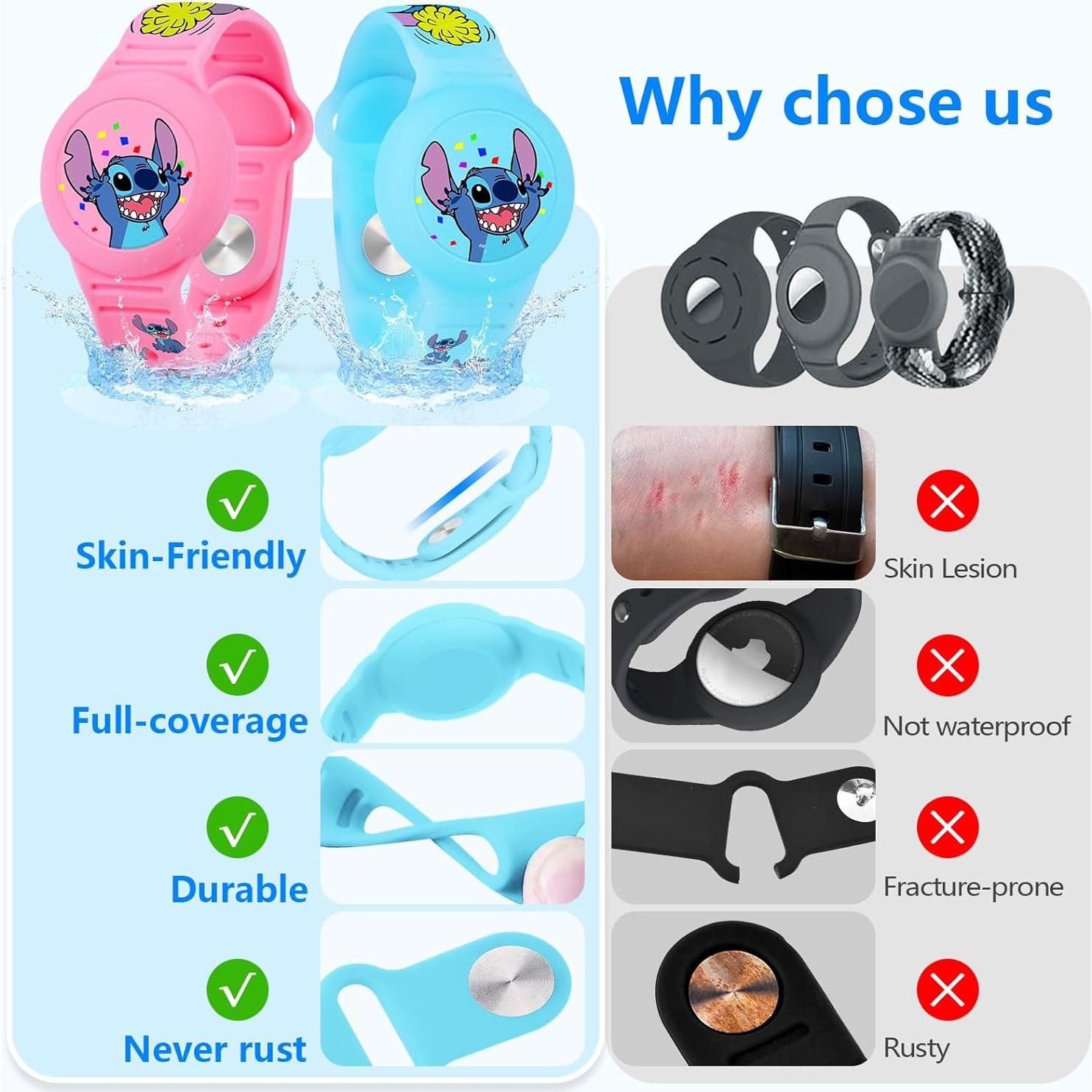 Pulsera Airtag para Niños SlyCroko - A prueba de Agua, 2 Pzs