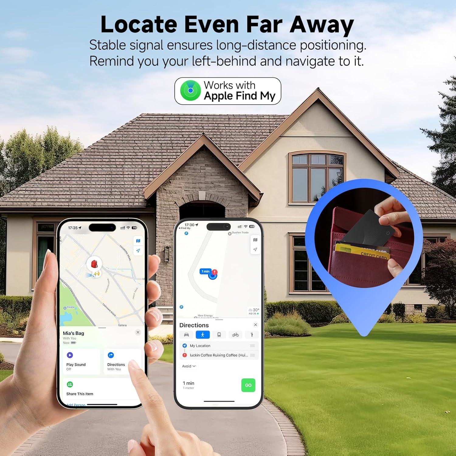 Tarjeta Localizadora eirix para AirTags - Recargable, Ultra Delgado, Negro 2 Paquete