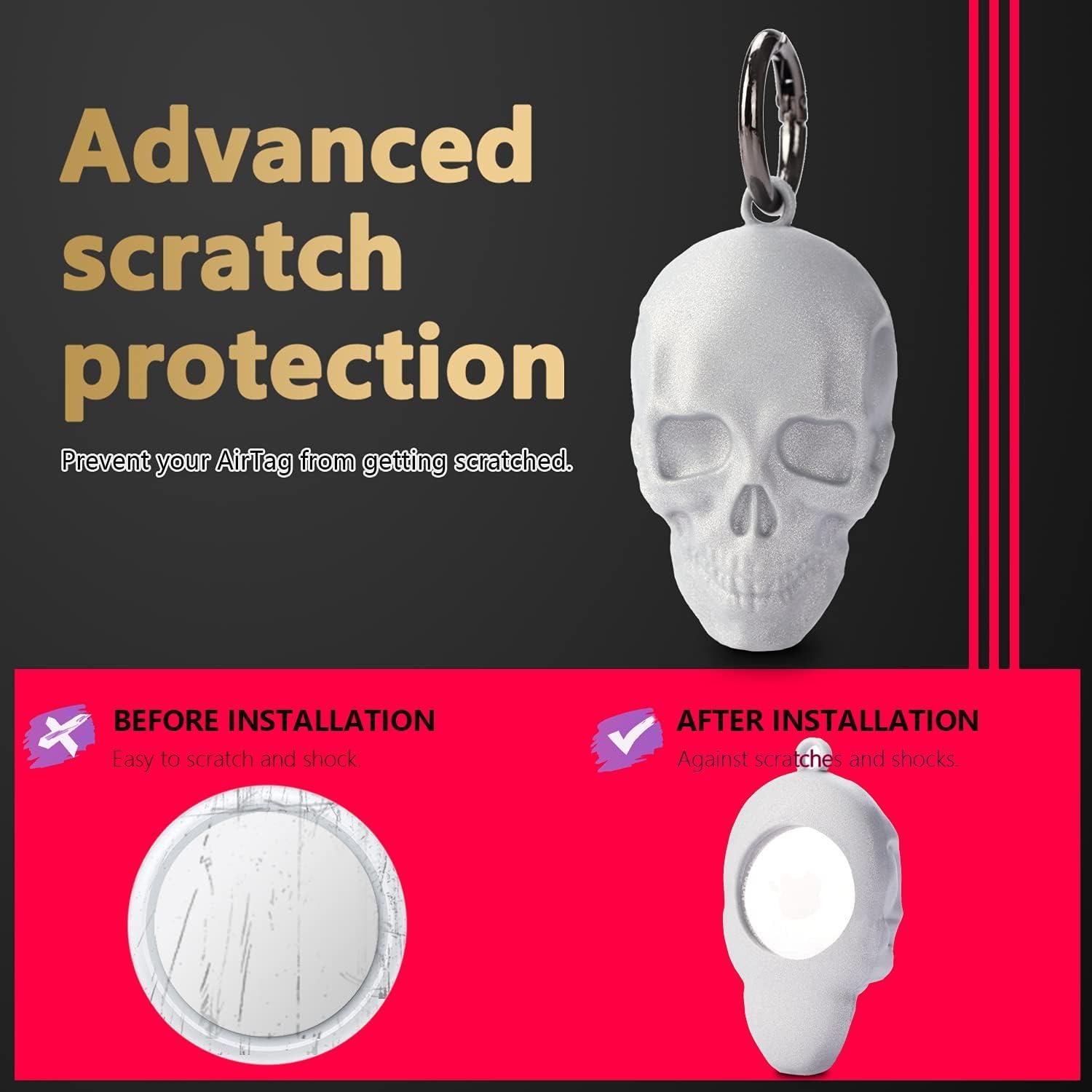 Funda Protectora GOLLEY para AirTag 2022 - Esqueleto Plateado