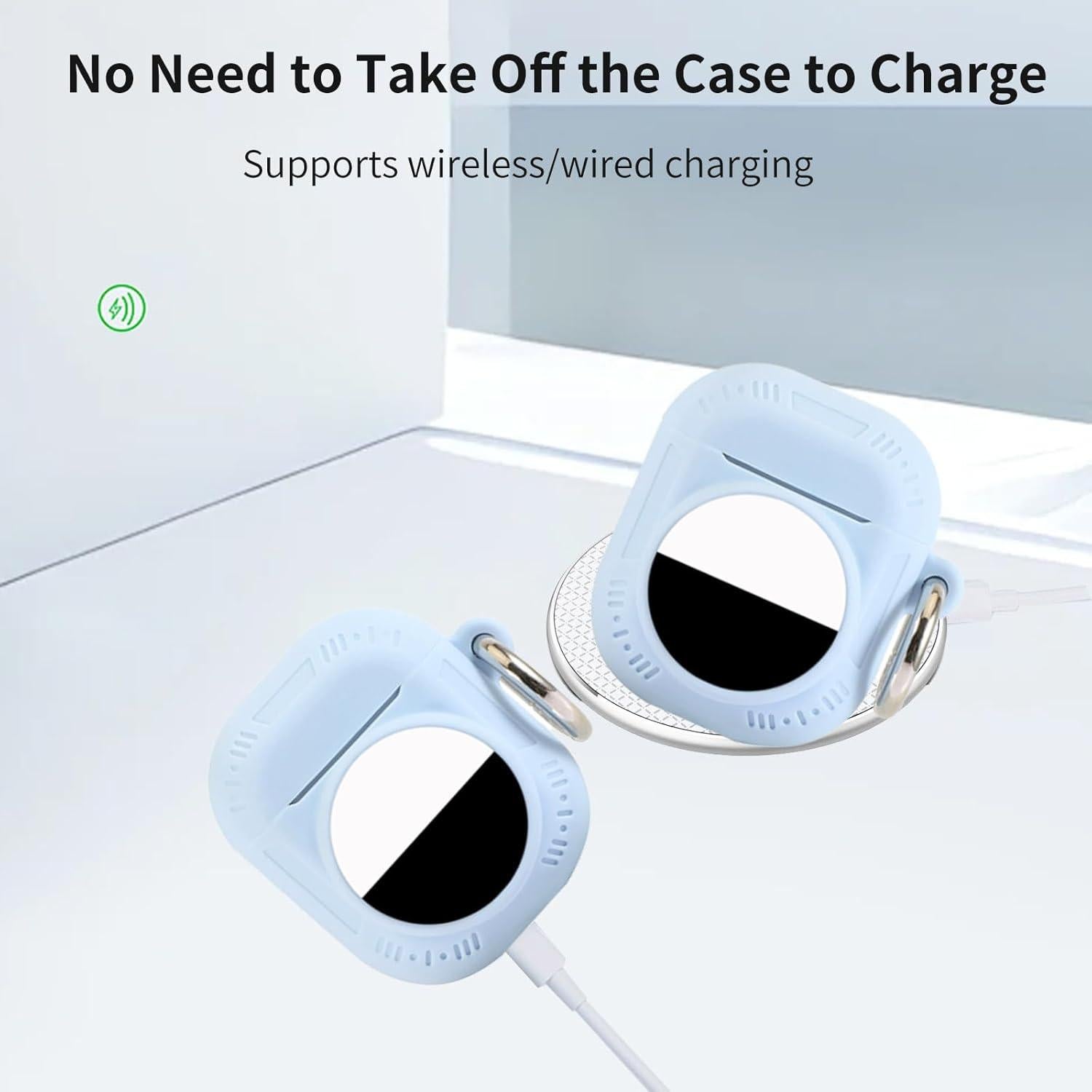 Funda Protectora 2 en 1 para AirPods 1&2 y Localizador GPS Azul