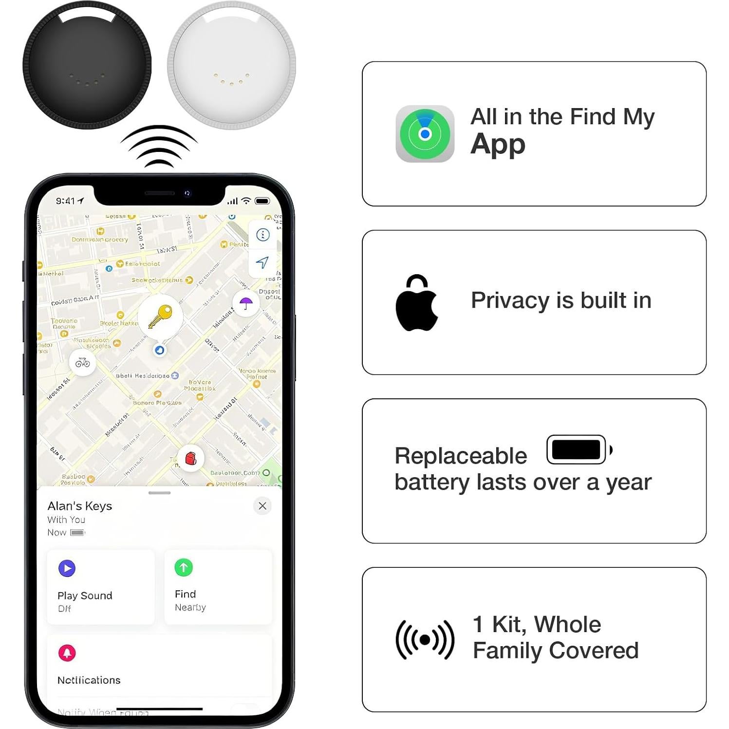 Etiquetas de Seguimiento Air Tracker 4 Unidades para iOS