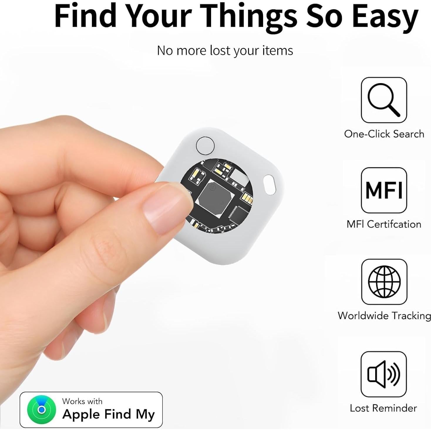 Rastreador Bluetooth CHQBTL Air Tags 2 Unidades iOS Batería Reemplazable