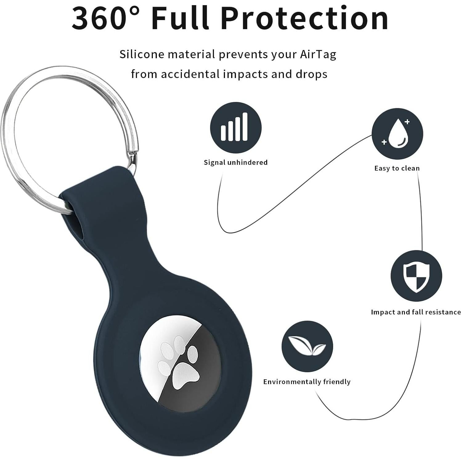 Case Compatible with Airtags, Keychain Tags with Anti-Lost Key Ring, Protective Silicone for with Find My App (iOS Only) 2021 Finder for Tracker Holder Accessorie