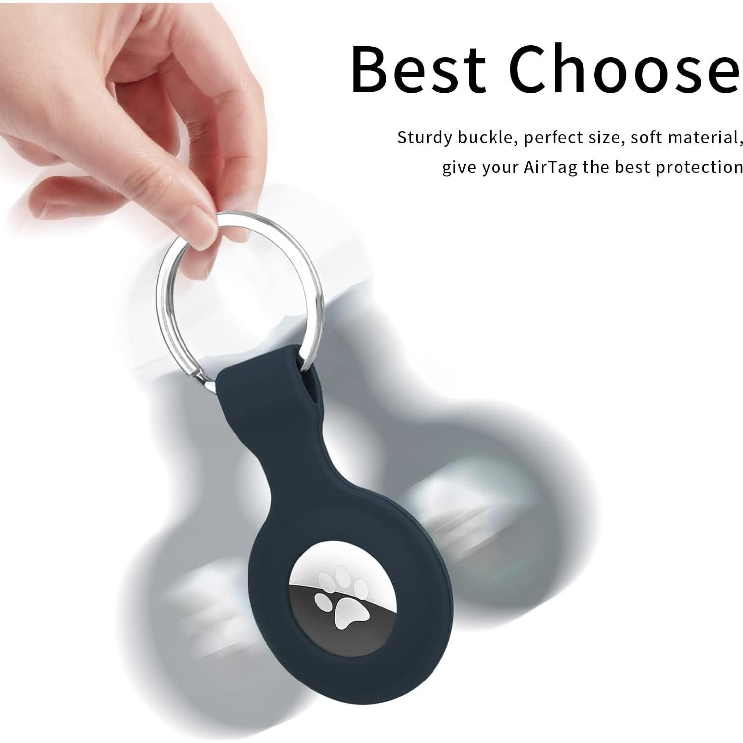 Case Compatible with Airtags, Keychain Tags with Anti-Lost Key Ring, Protective Silicone for with Find My App (iOS Only) 2021 Finder for Tracker Holder Accessorie