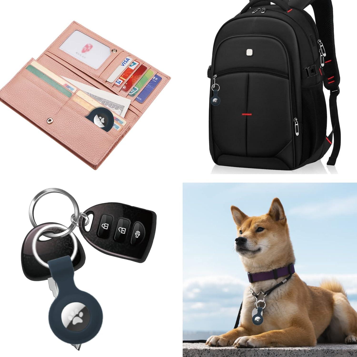 Case Compatible with Airtags, Keychain Tags with Anti-Lost Key Ring, Protective Silicone for with Find My App (iOS Only) 2021 Finder for Tracker Holder Accessorie