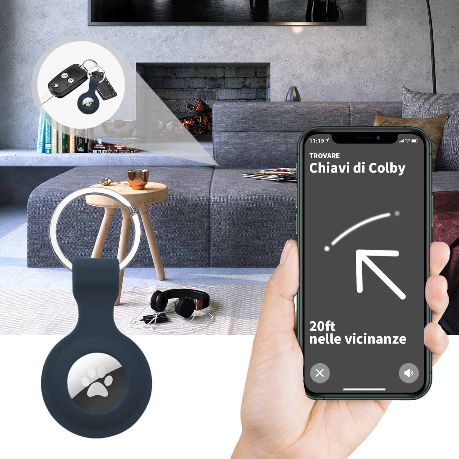 Case Compatible with Airtags, Keychain Tags with Anti-Lost Key Ring, Protective Silicone for with Find My App (iOS Only) 2021 Finder for Tracker Holder Accessorie