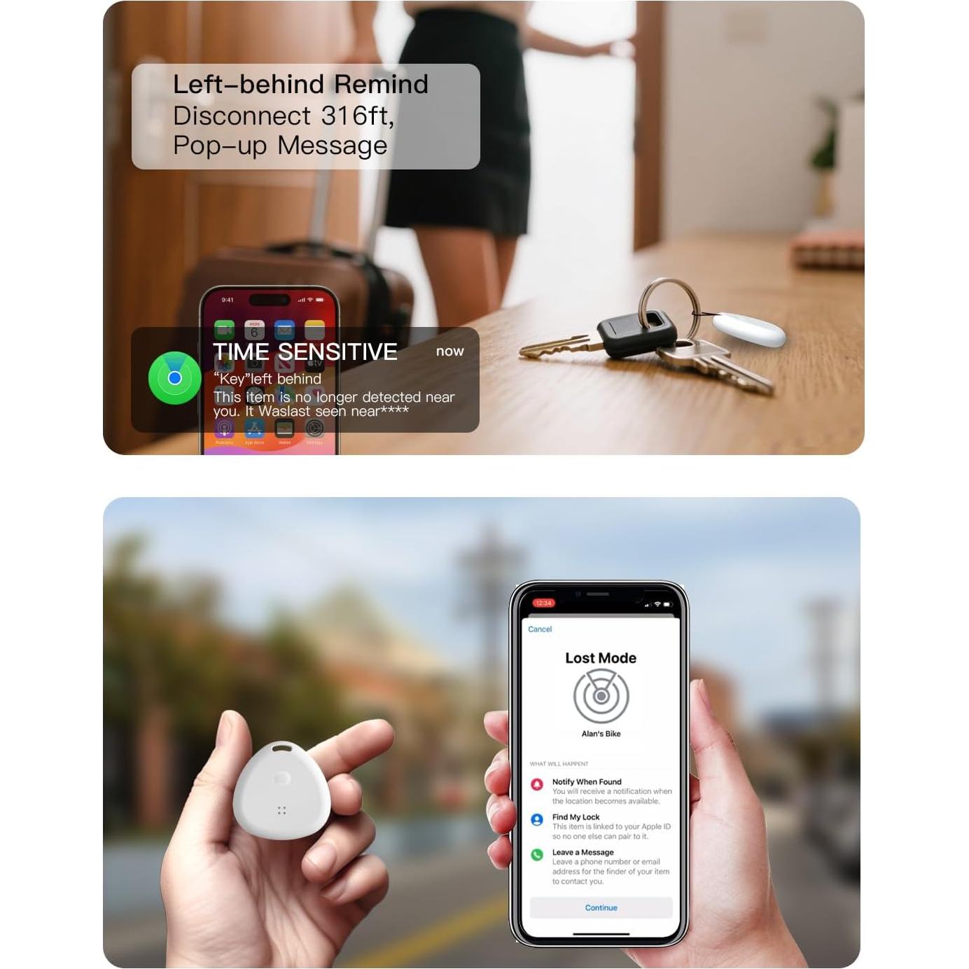 4 Localizadores de Llaves Bluetooth Nutale, Certificado Apple, 121.92m