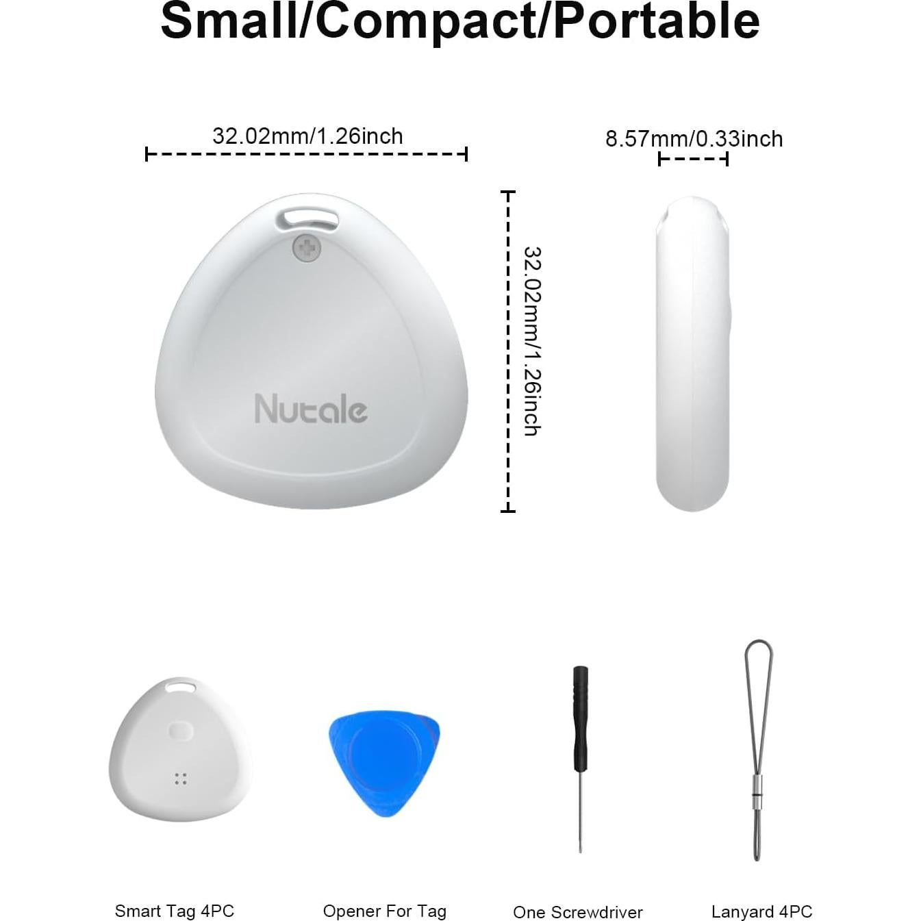 4 Localizadores de Llaves Bluetooth Nutale, Certificado Apple, 121.92m