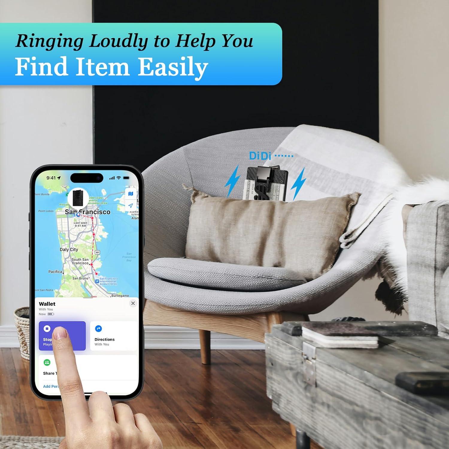 Billetera Inteligente de Cuero para Hombres con Rastreador Apple