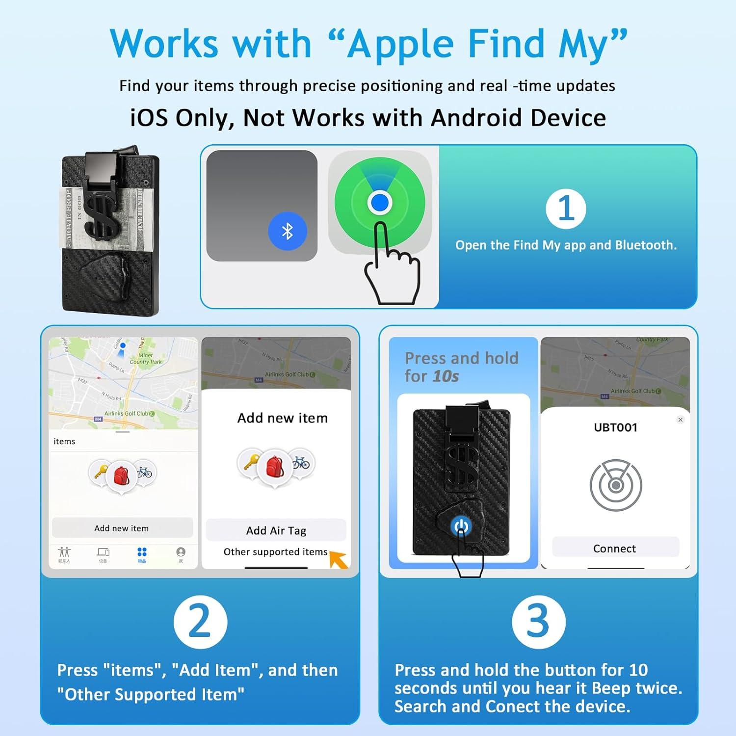 Billetera Inteligente de Cuero para Hombres con Rastreador Apple