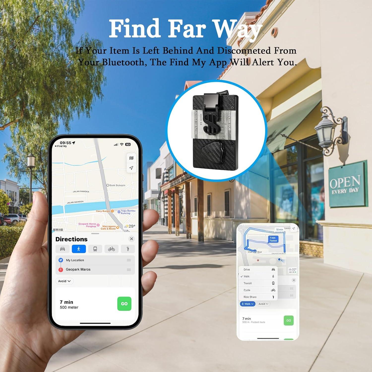 Billetera Inteligente de Cuero para Hombres con Rastreador Apple