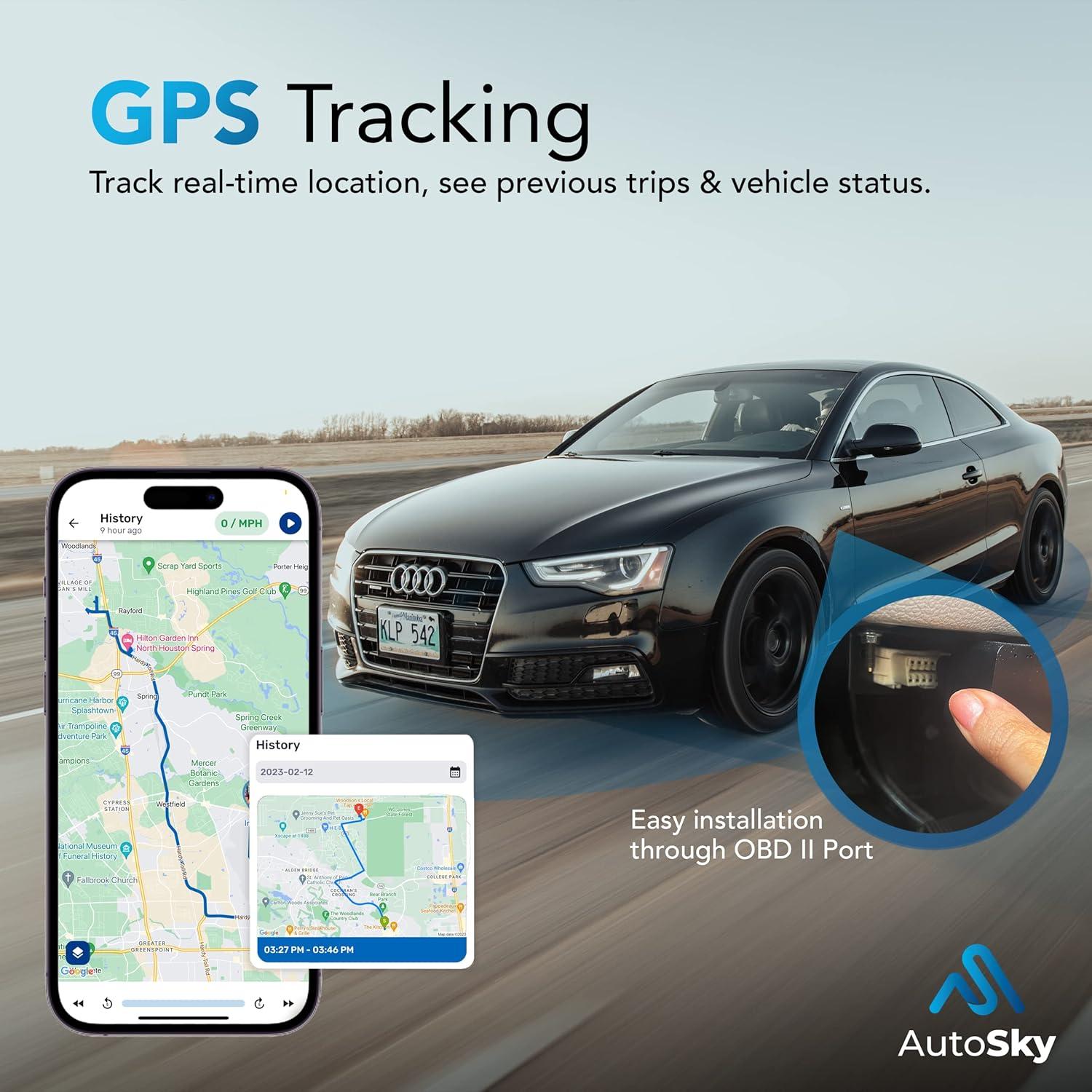 Rastreador GPS AutoSky OBDII 4G LTE AVT-210 para Vehículos